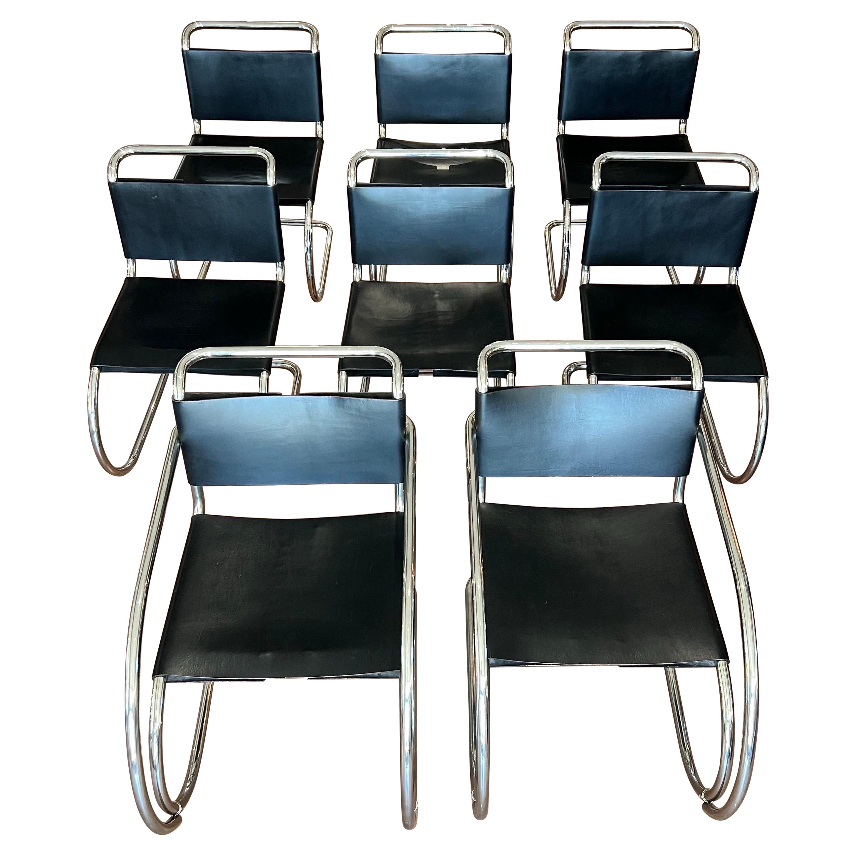 Seltener Satz von 8 Mies van der Rohe für Knoll MR10 und MR20 Stühle im Angebot