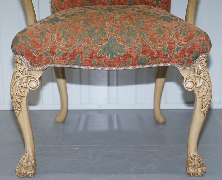 Rare Set of 8 Original Walnut Art Deco Dining Chairs with Lion Hairy Paw Feet For Sale at 1stDibs