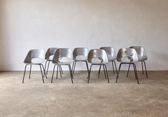 Rare Set of 8 Pierre Guariche Tulip 'Tulipe' Cast Aluminum Chairs, 1950s, France
