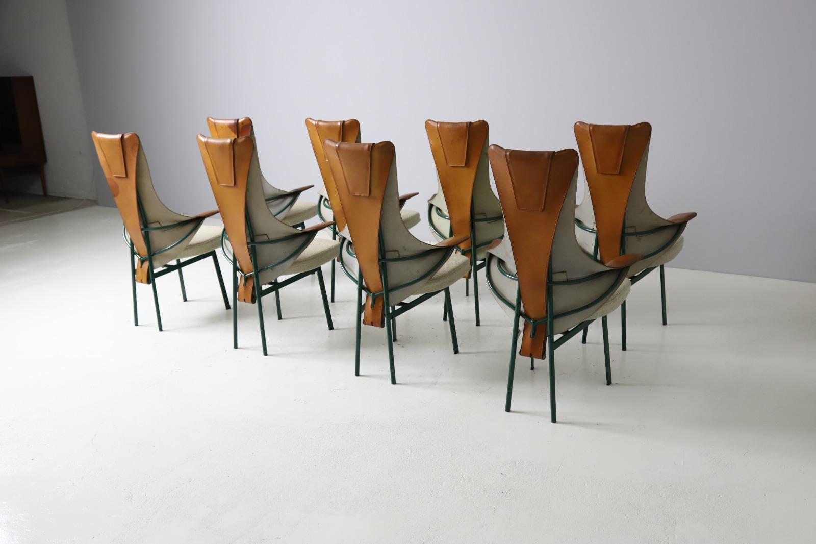 Mid-Century Modern Rare set of 8 'Regina' chairs by Paolo Deganello for Zanotta, Italy 1991