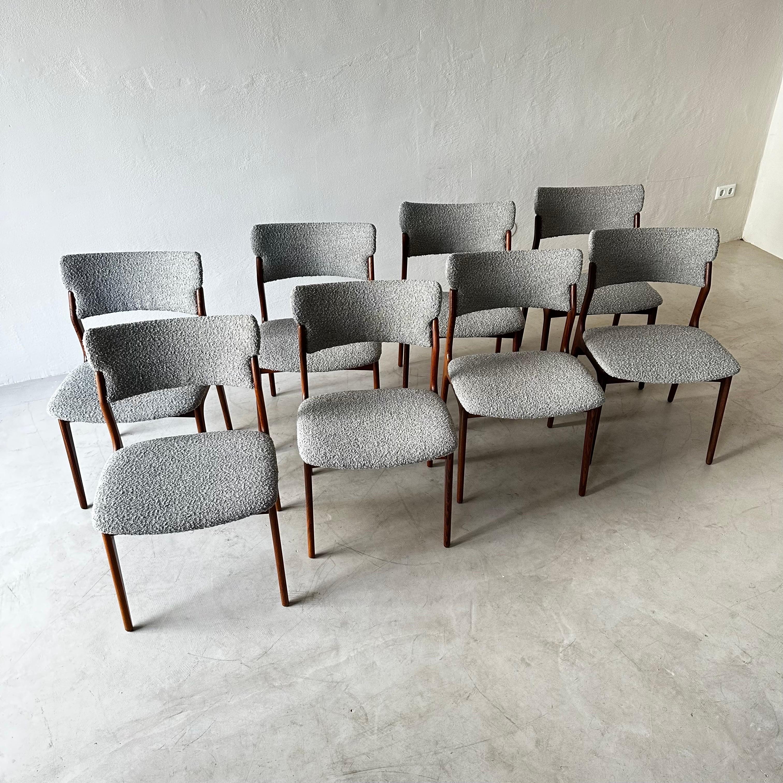 Rare Set of 8 Sculptural Scandinavian Dining Chairs, Denmark, 1960s For Sale 4