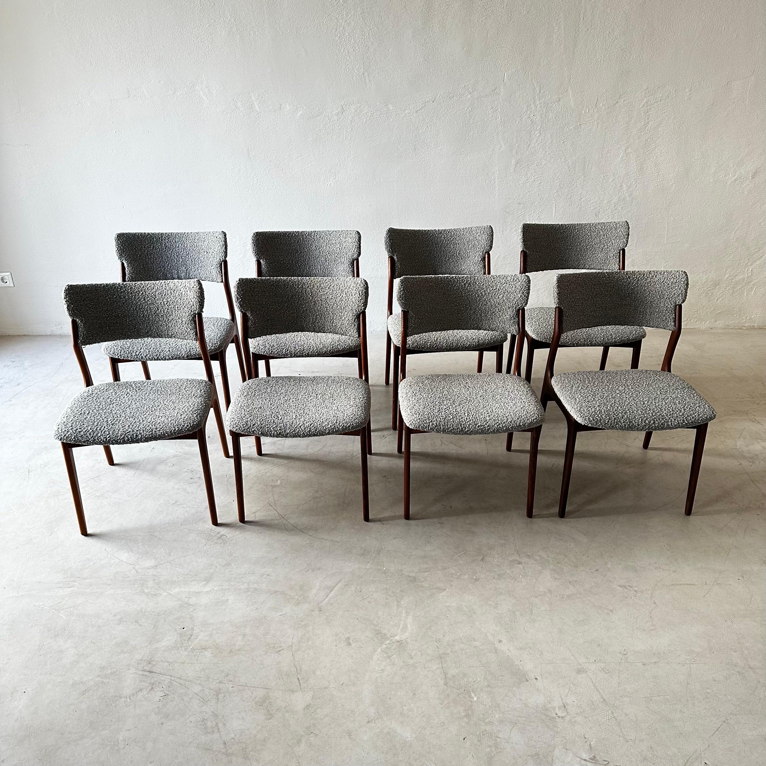 Scandinavian Modern Rare Set of 8 Sculptural Scandinavian Dining Chairs, Denmark, 1960s For Sale