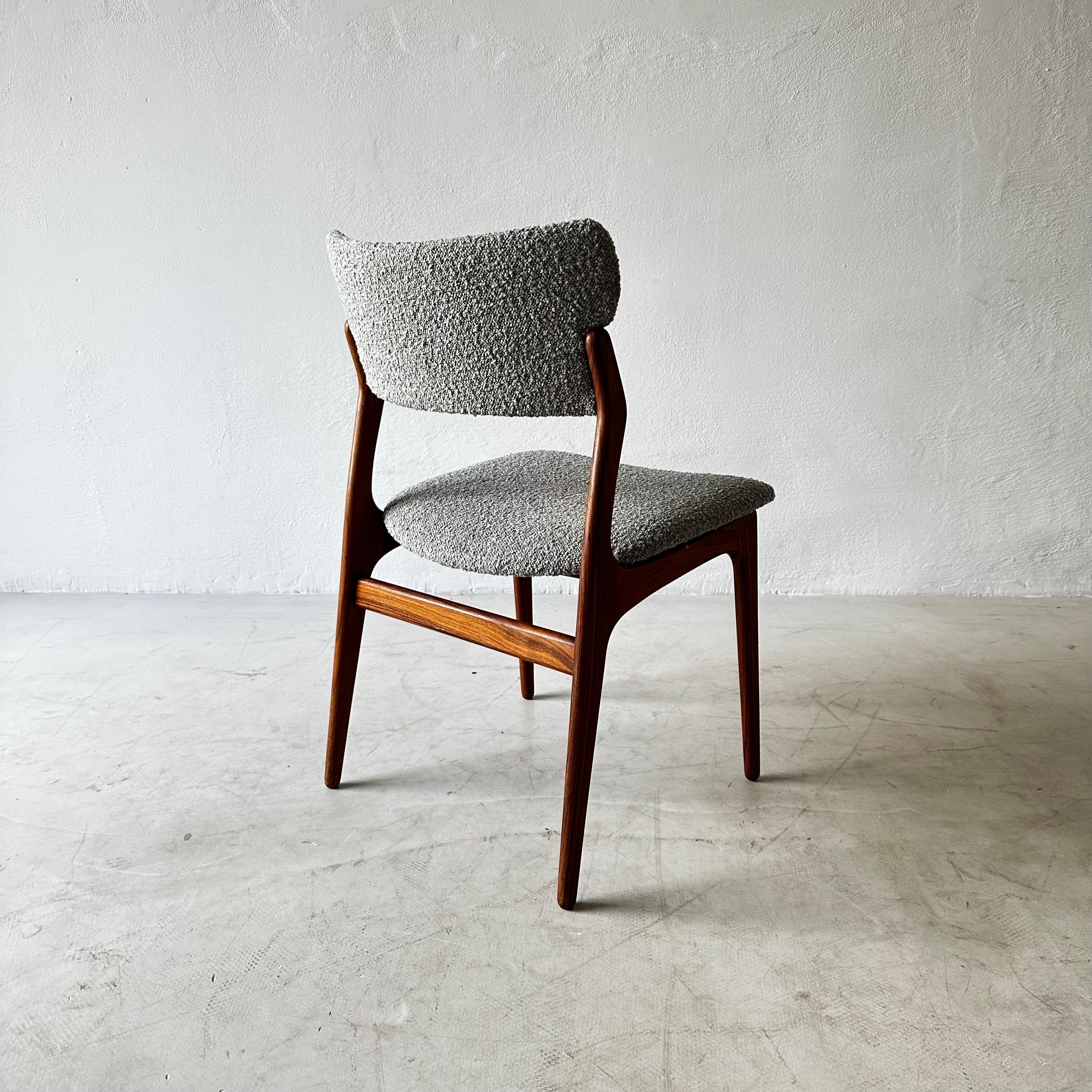 Bouclé Rare Set of 8 Sculptural Scandinavian Dining Chairs, Denmark, 1960s For Sale