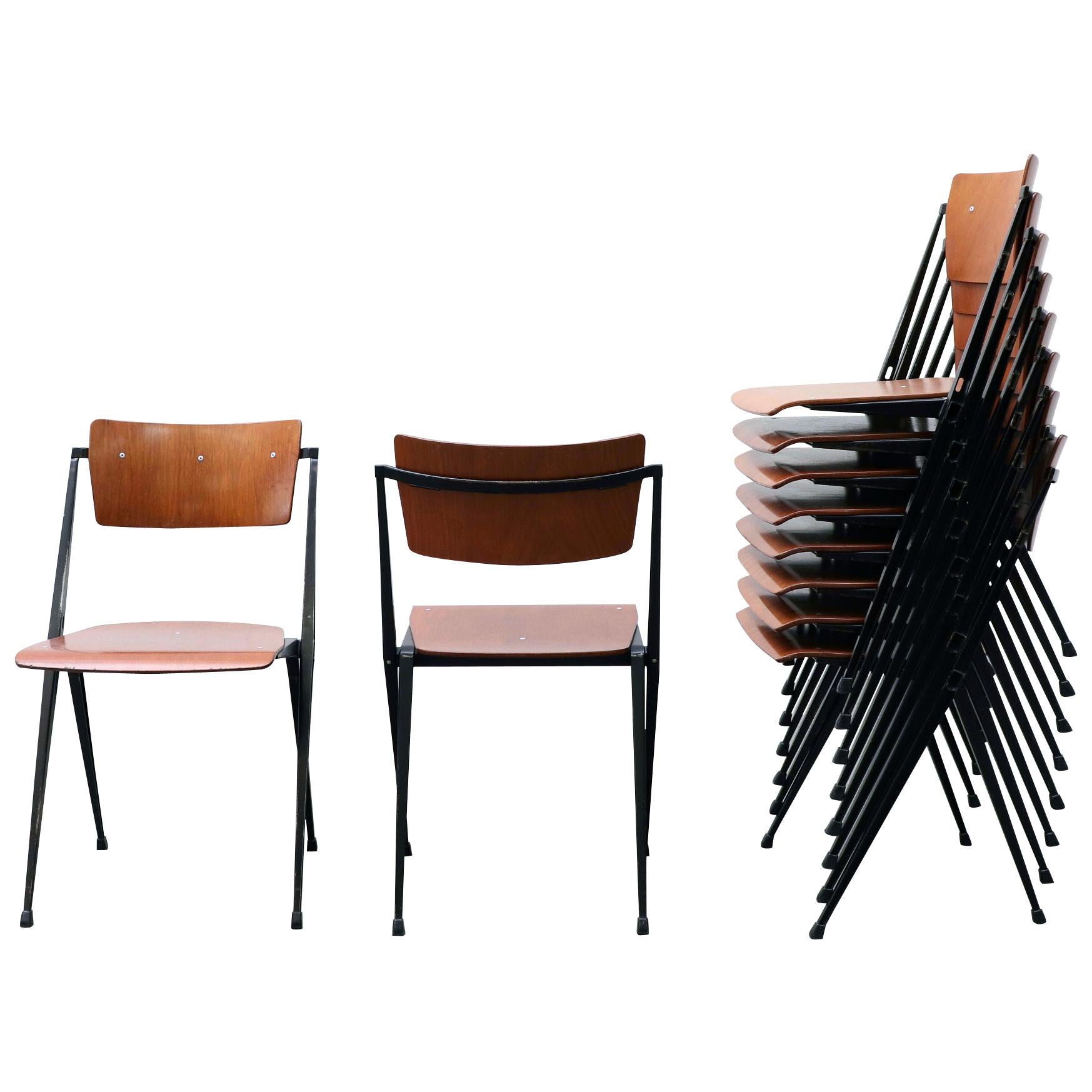Rare Set of 8 Wim Rietveld Pyramid Stacking Chairs