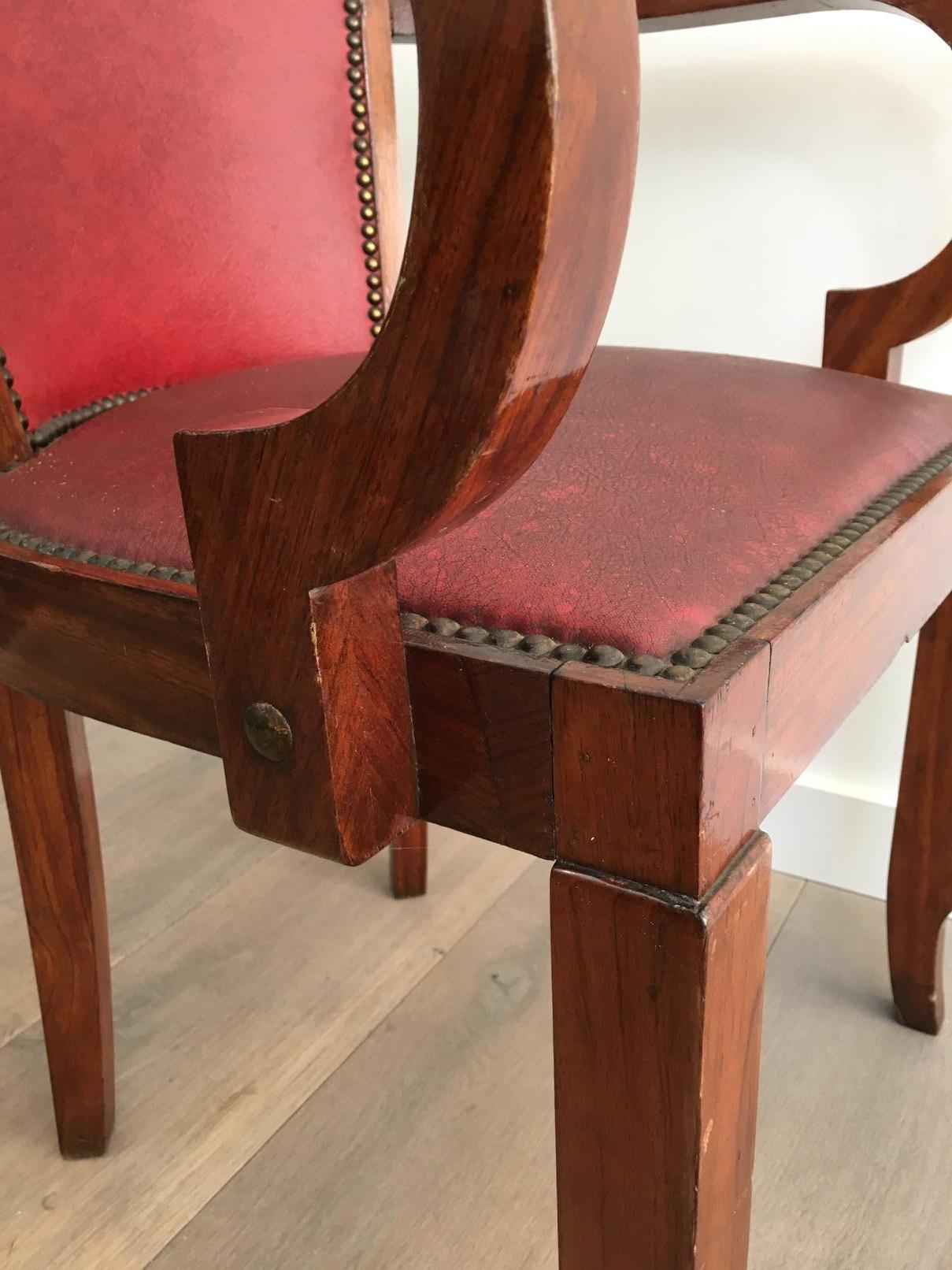 Rare ensemble de 8 fauteuils Art Déco en acajou et faux cuir, français, vers 1930 en vente 3