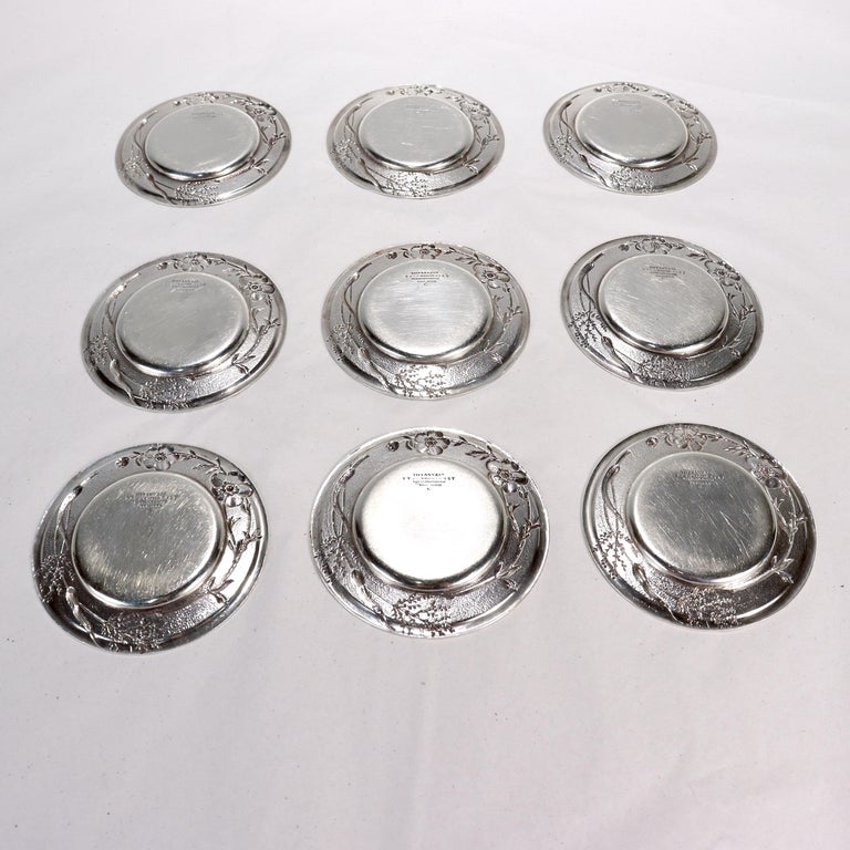 Rare Set of 9 Tiffany and Co. Sterling Silver Vine Pattern Butter