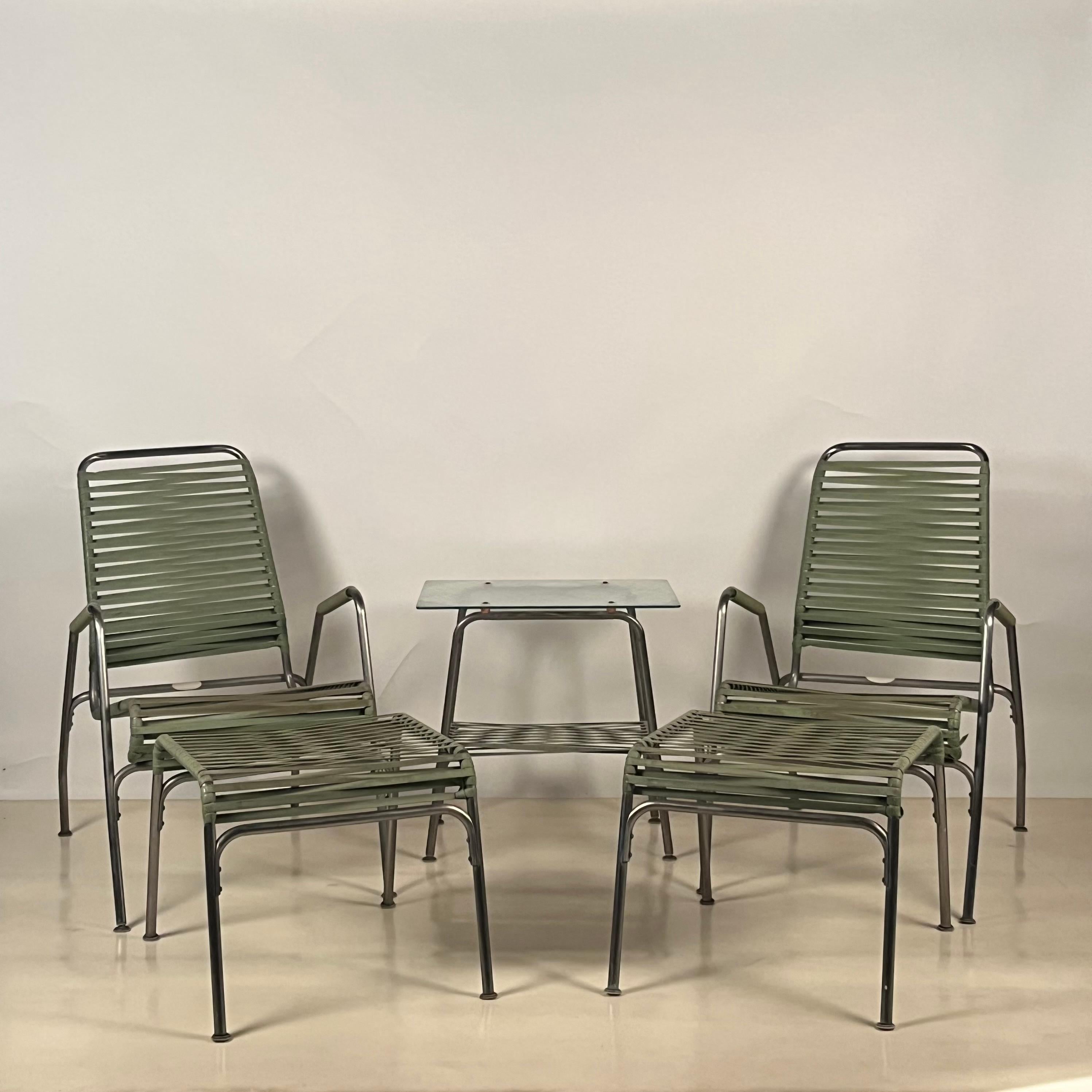 Seltenes Set amerikanischer Patio-Möbel aus Edelstahl aus der Mitte des Jahrhunderts im Angebot 6