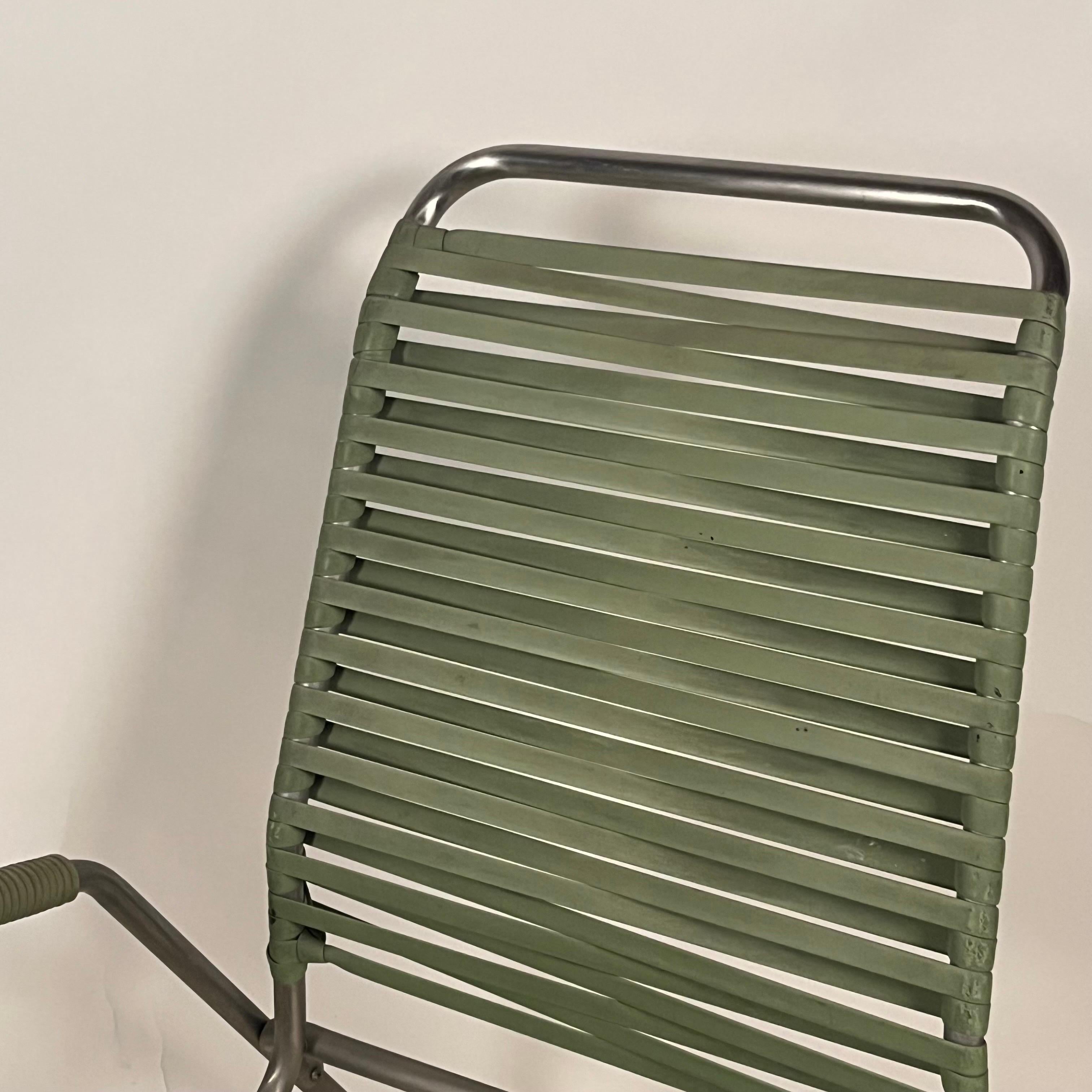 Rubber Rare Set of American Mid-Century Stainless Steel Patio Furniture For Sale
