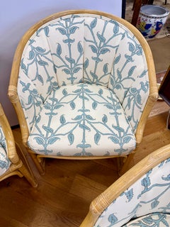 Raro juego de sillas de comedor de ratán y parquet de bambú de McGuire Circa 1970's