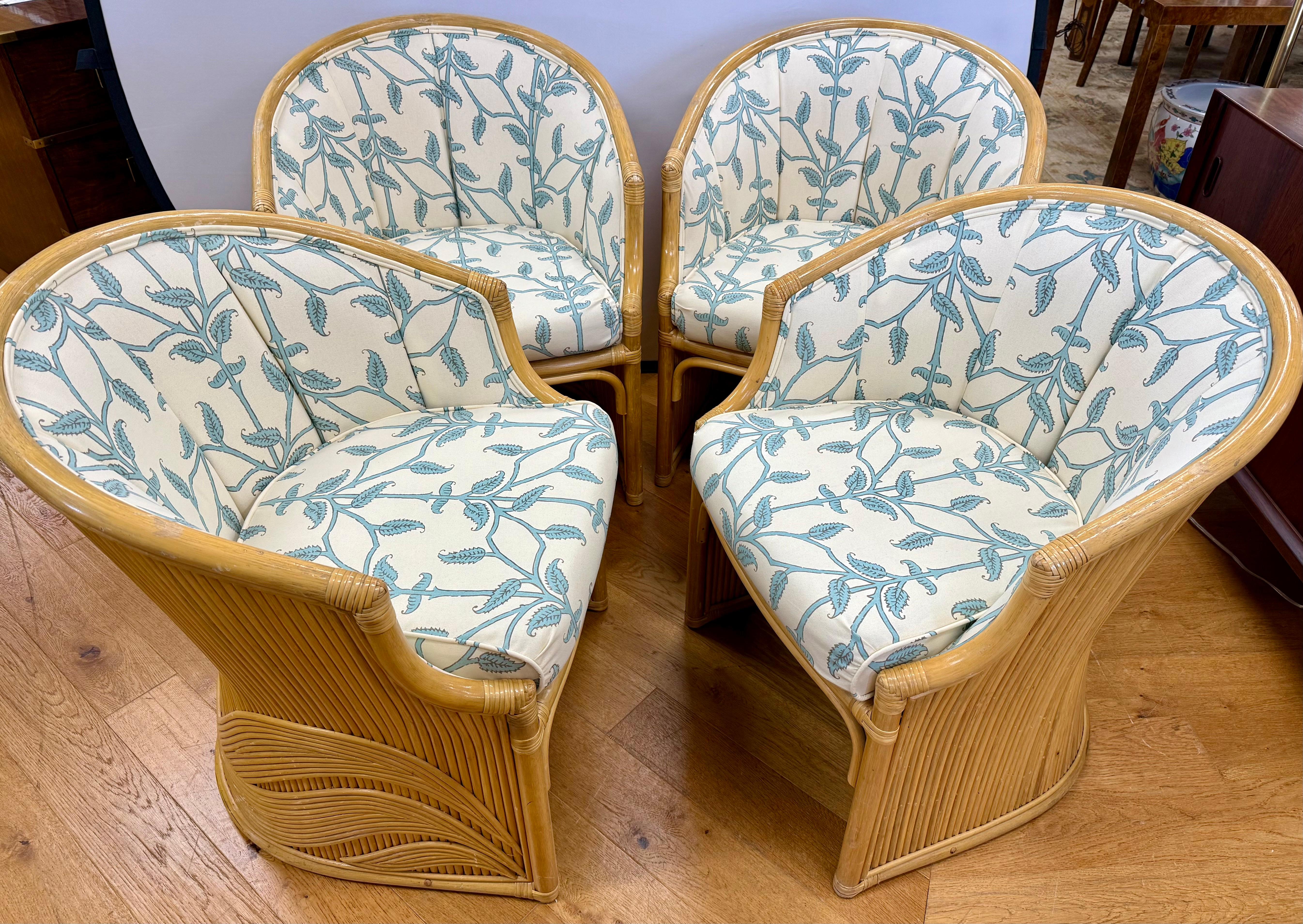 Raro set di sedie da pranzo in rattan di bambù con intarsio di McGuire degli anni '70 In condizioni buone in vendita a West Hartford, CT