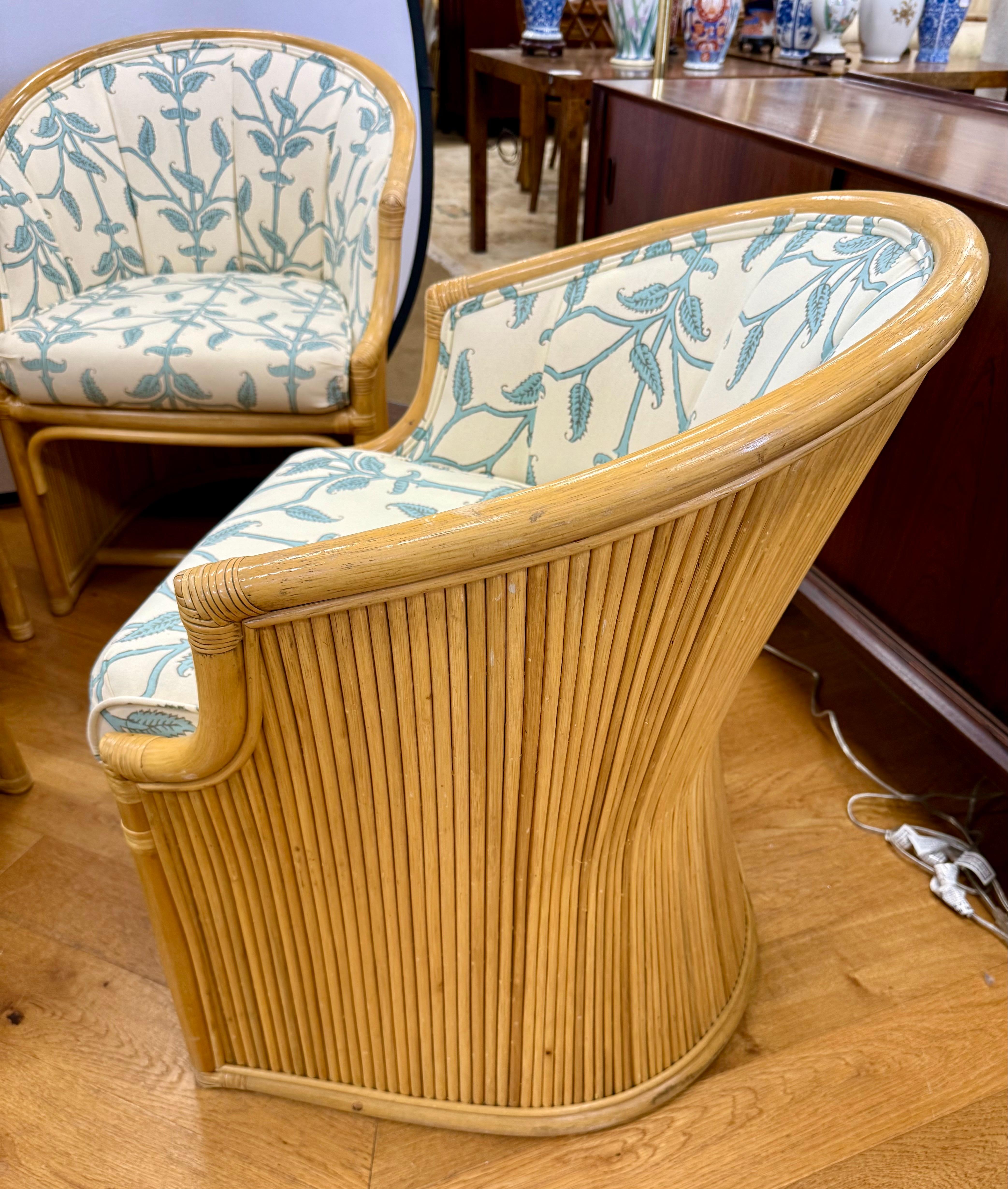 Raro set di sedie da pranzo in rattan di bambù con intarsio di McGuire degli anni '70 in vendita 2