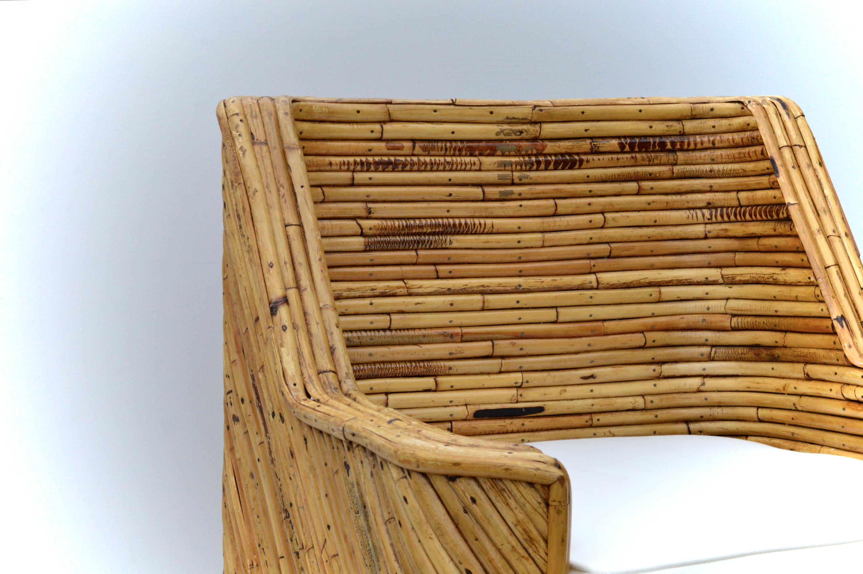 Hand-Crafted Rare Set of Bamboo Swivel Chairs For Sale