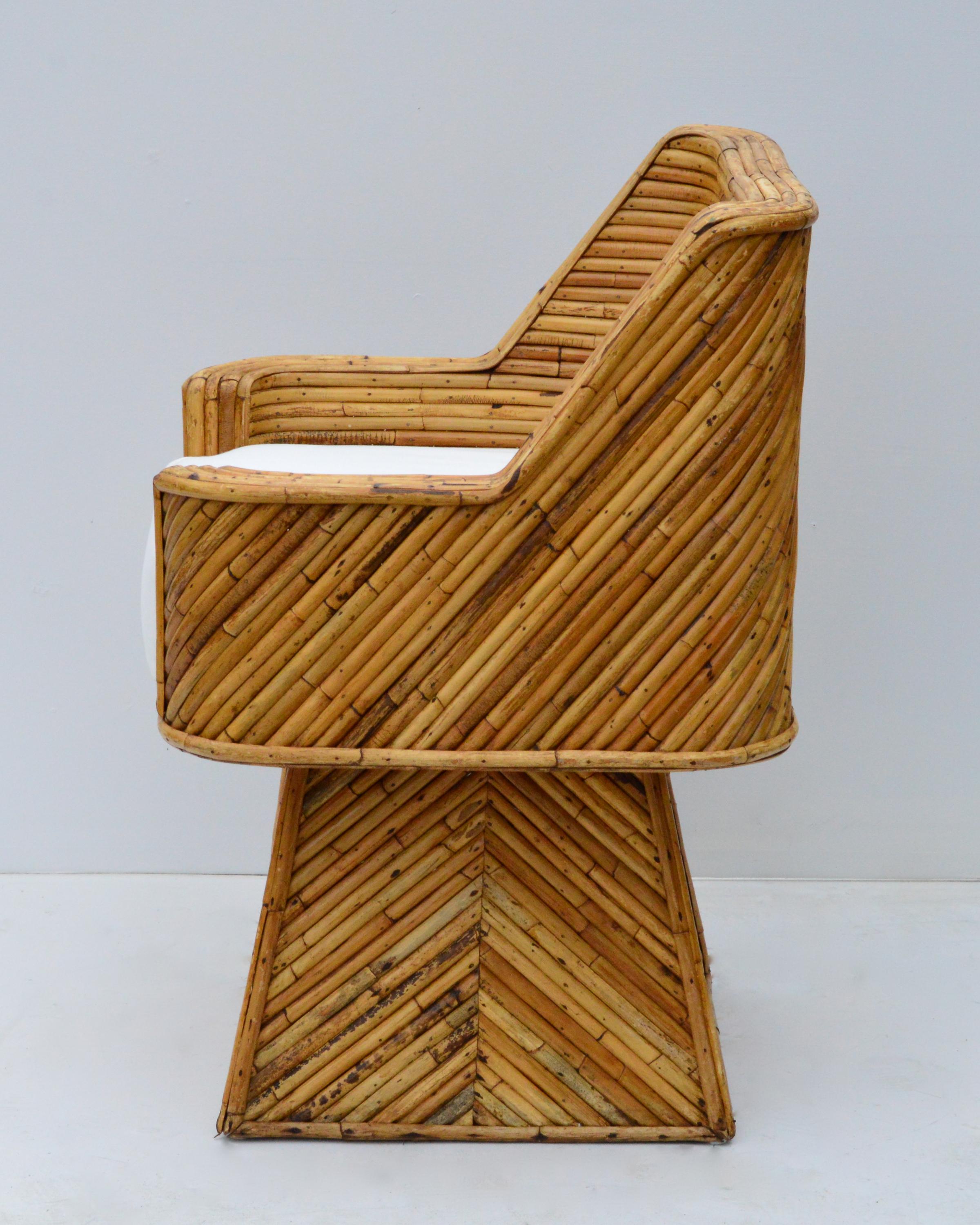 Rare Set of Bamboo Swivel Chairs In Good Condition For Sale In Charlottesville, VA