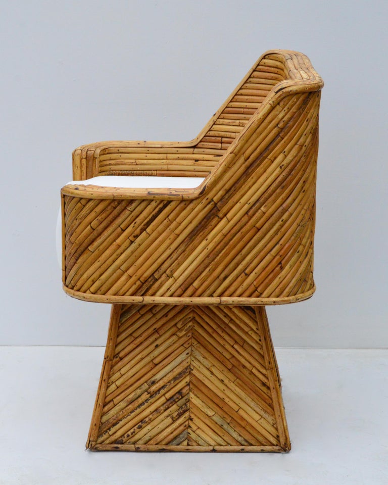 Rare Set of Bamboo Swivel Chairs For Sale at 1stDibs