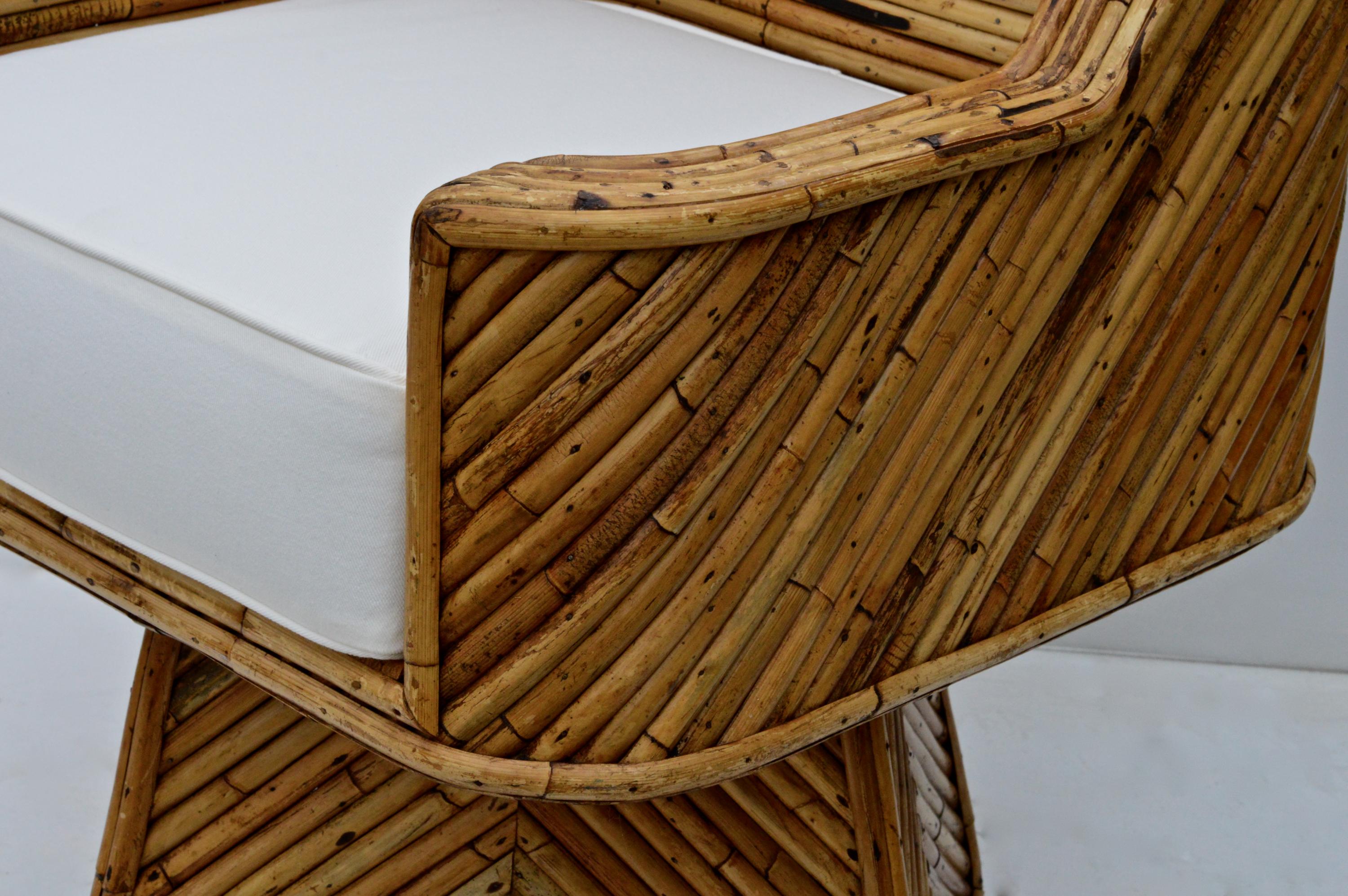 Late 20th Century Rare Set of Bamboo Swivel Chairs For Sale