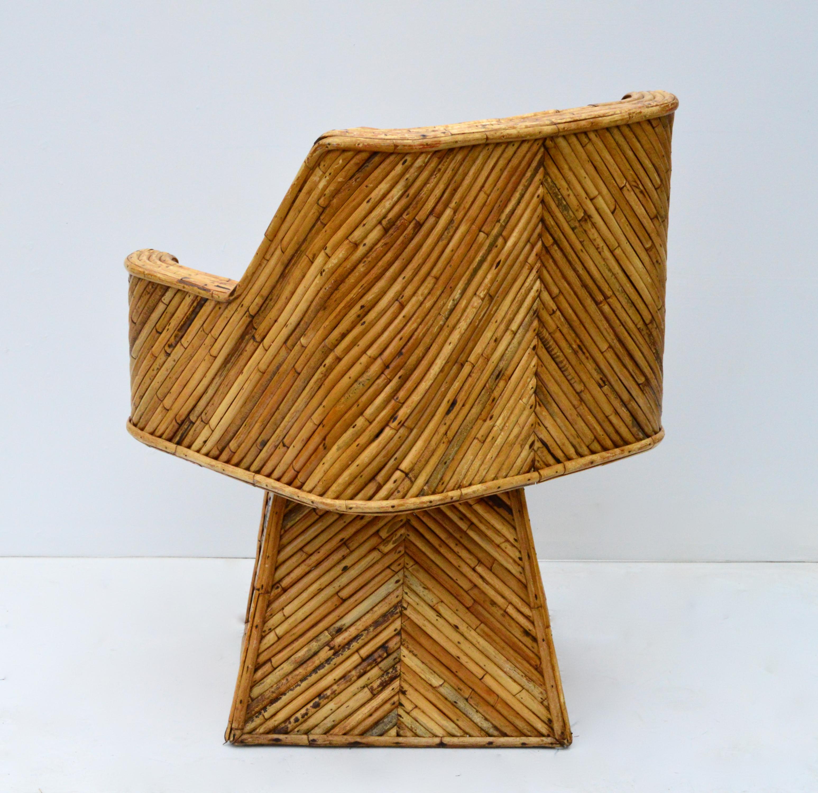 Rare Set of Bamboo Swivel Chairs For Sale 1