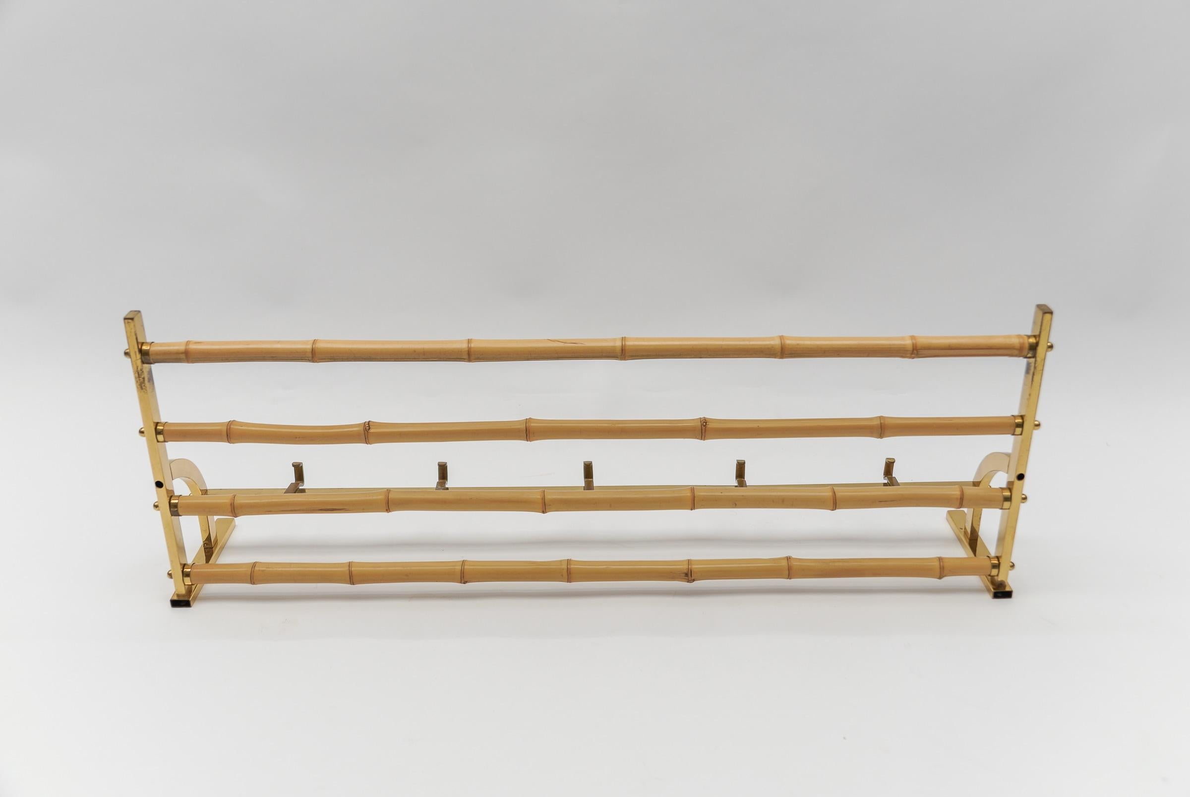 Rare Set of Brass and Bamboo Coat Rack and Umbrella Stand, 1950 Italy For Sale 3