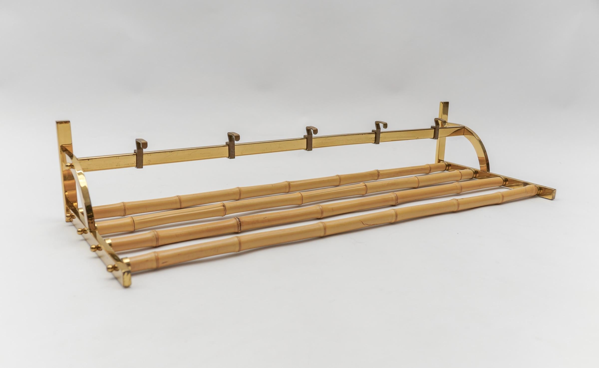 Rare Set of Brass and Bamboo Coat Rack and Umbrella Stand, 1950 Italy For Sale 4