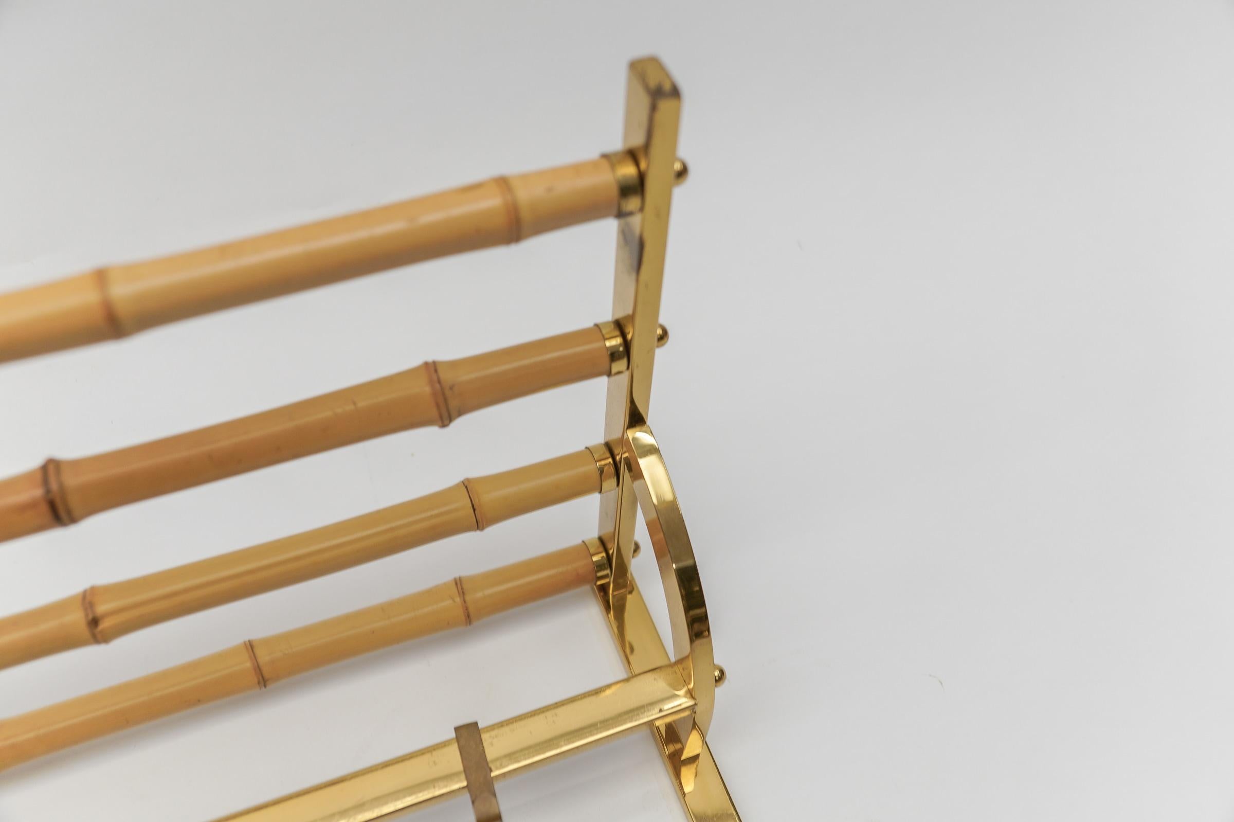 Rare Set of Brass and Bamboo Coat Rack and Umbrella Stand, 1950 Italy For Sale 6