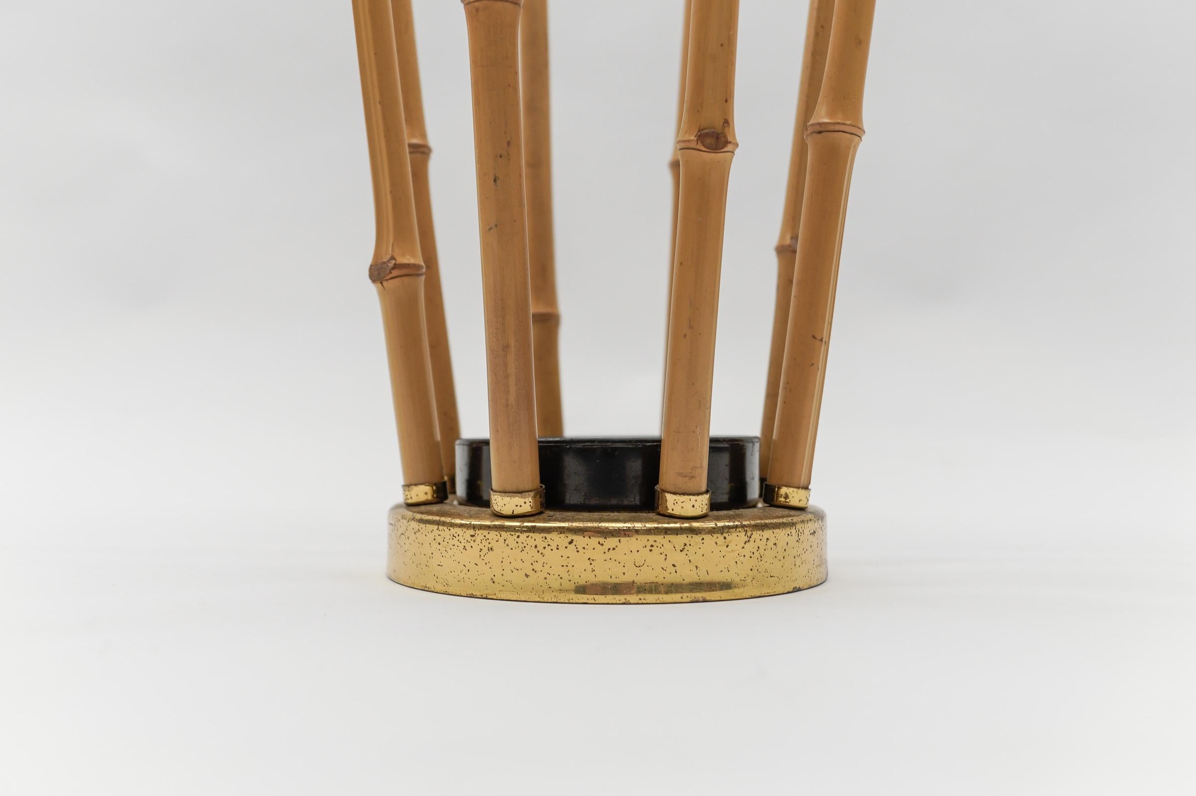 Rare Set of Brass and Bamboo Coat Rack and Umbrella Stand, 1950 Italy For Sale 11