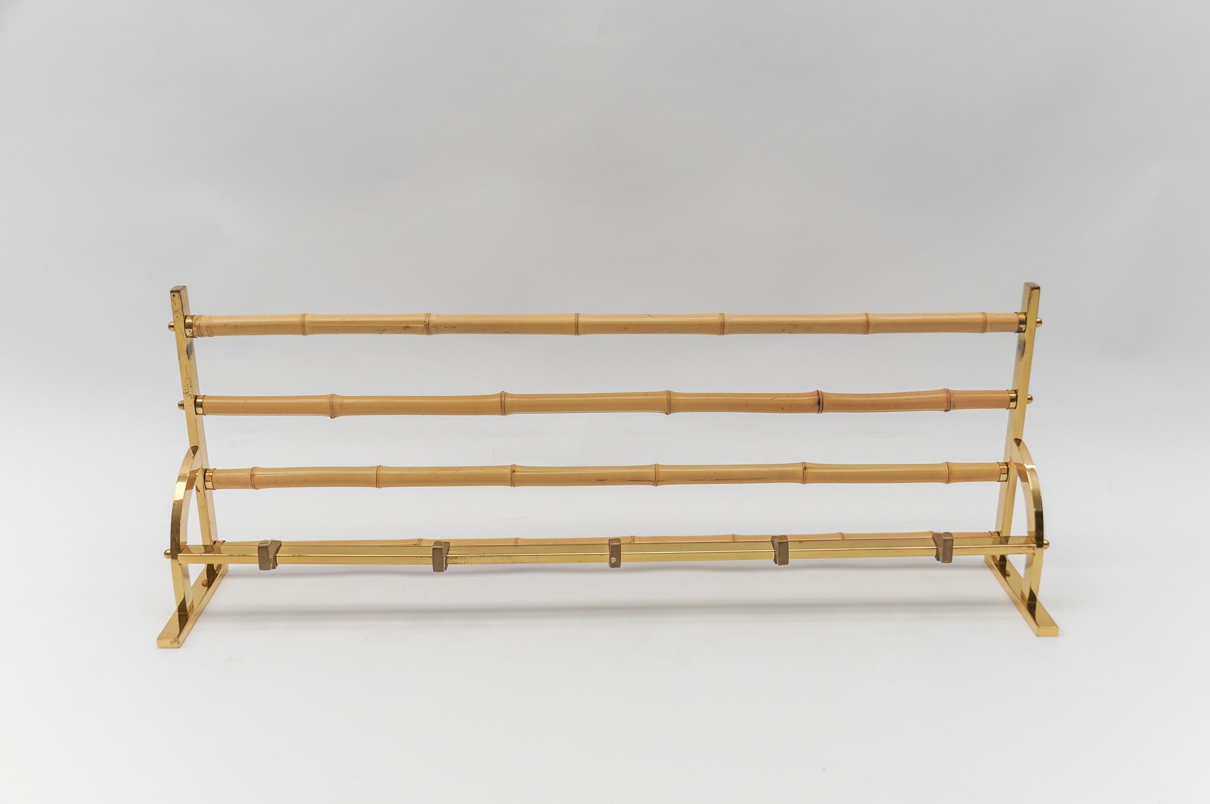 Rare Set of Brass and Bamboo Coat Rack and Umbrella Stand, 1950 Italy For Sale 2