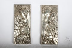 Ensemble rare de panneaux sculpturaux Art Déco Bruce Cox en aluminium pour Pélican