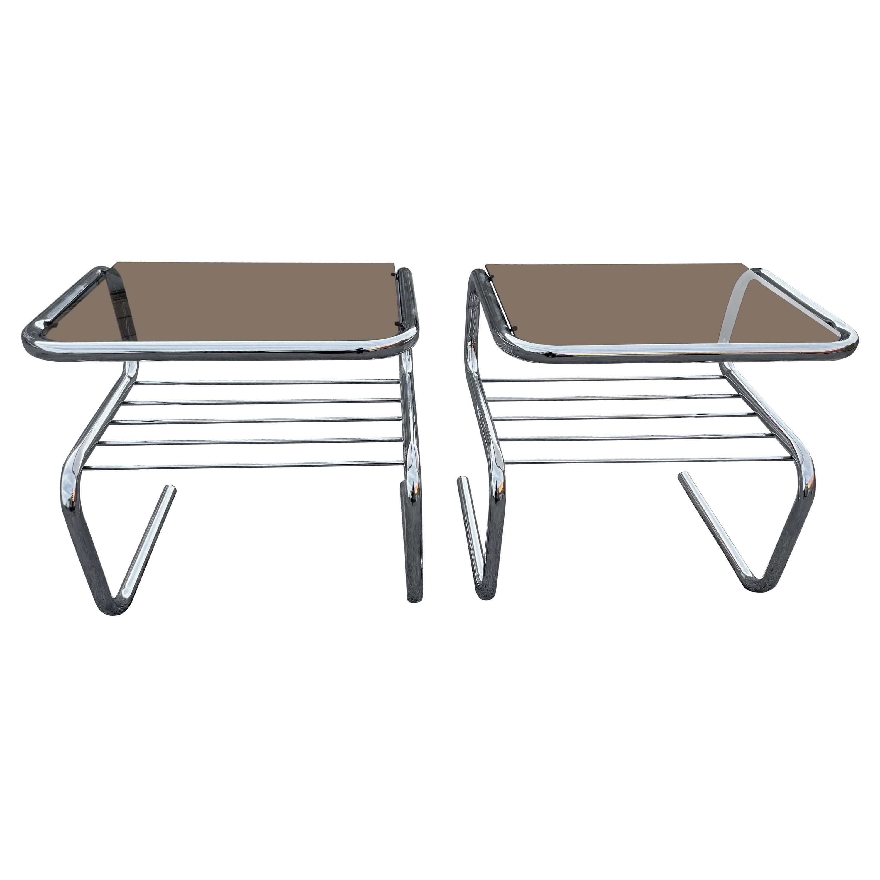Rare ensemble de tables de nuit en chrome de Bruno Mathsson des années 1970