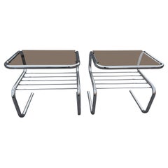Rare ensemble de tables de nuit en chrome de Bruno Mathsson des années 1970