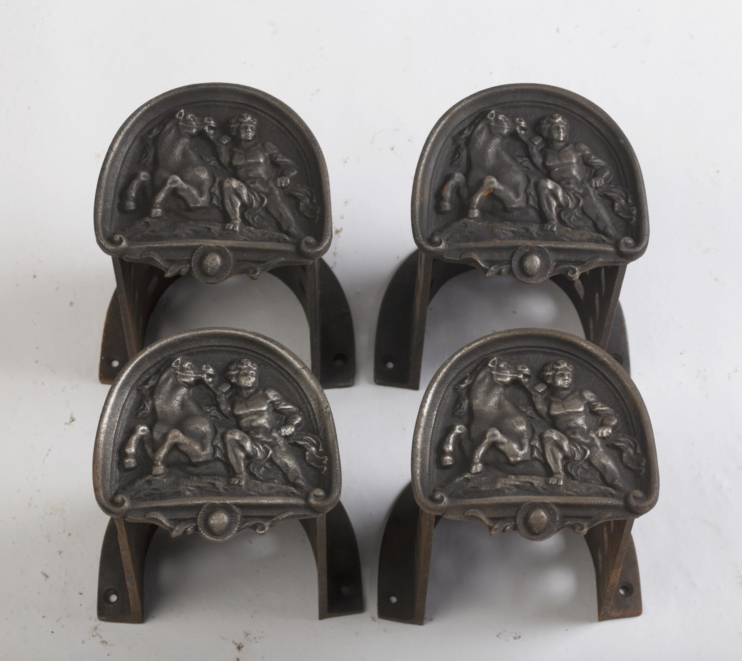 French Rare set of cast iron stable accessories for four horses, France, circa 1870 For Sale