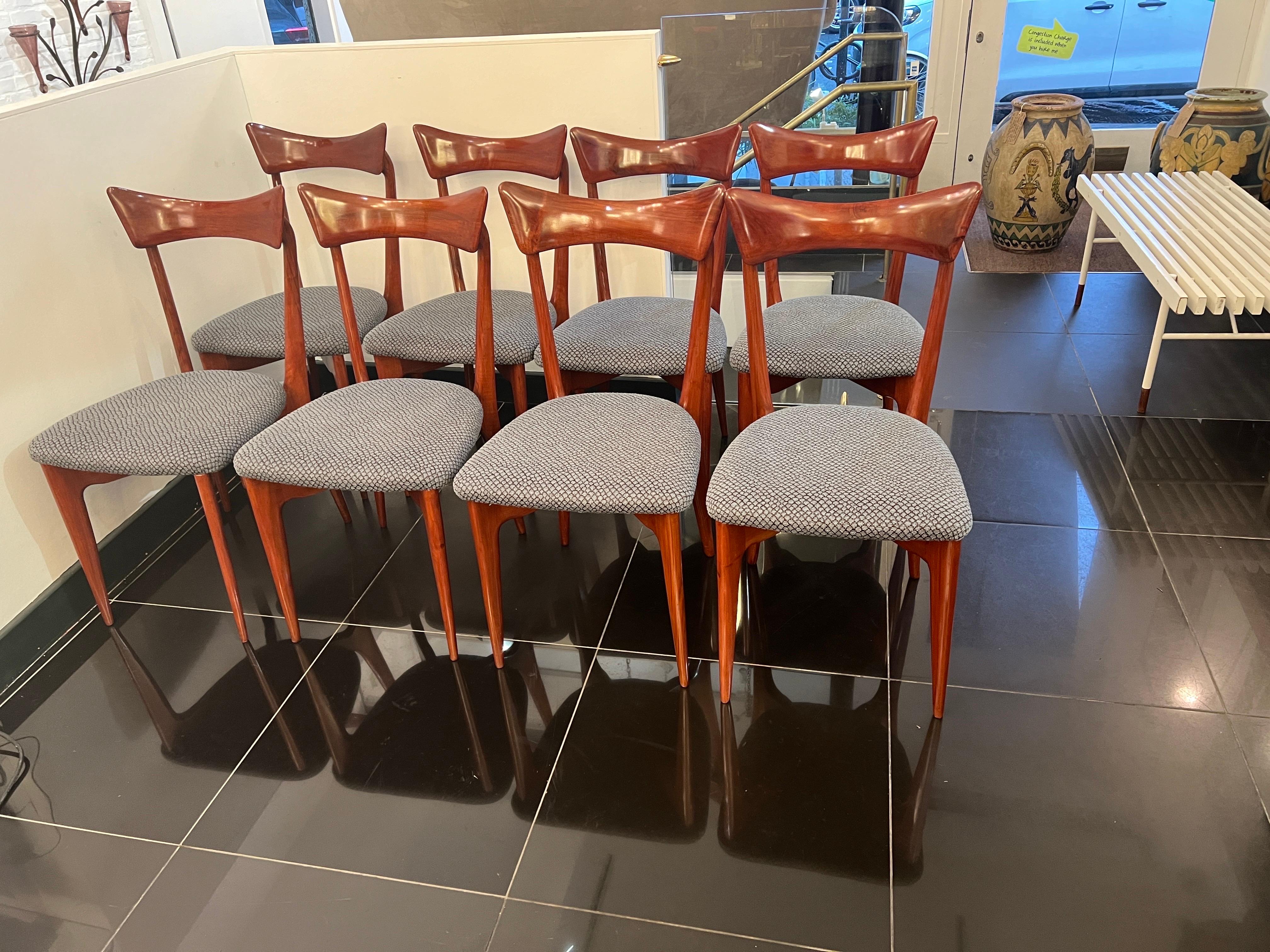 Italian Rare Set of eight dining chairs by Ico & luisa Parisi  For Sale