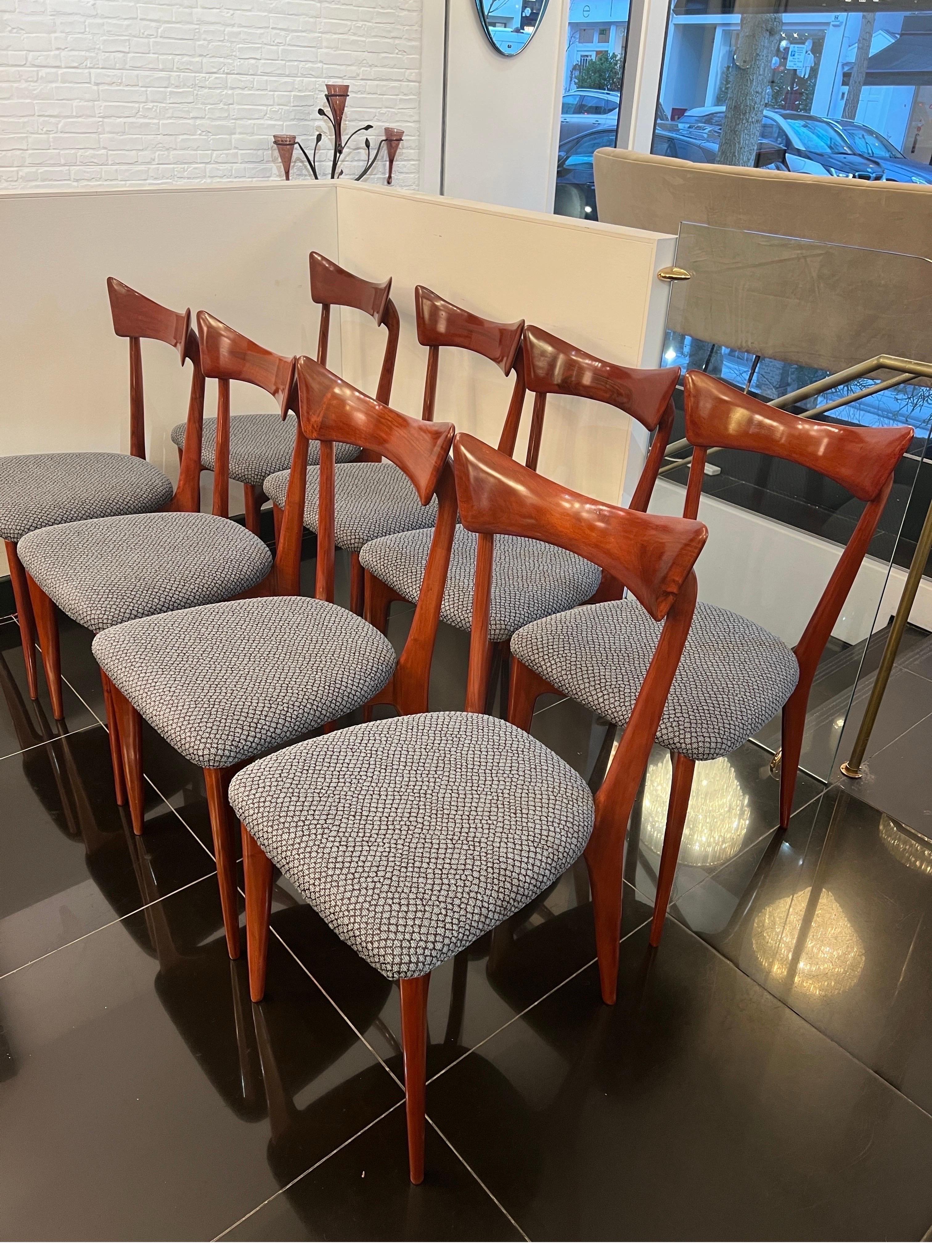 Fabric Rare Set of eight dining chairs by Ico & luisa Parisi  For Sale