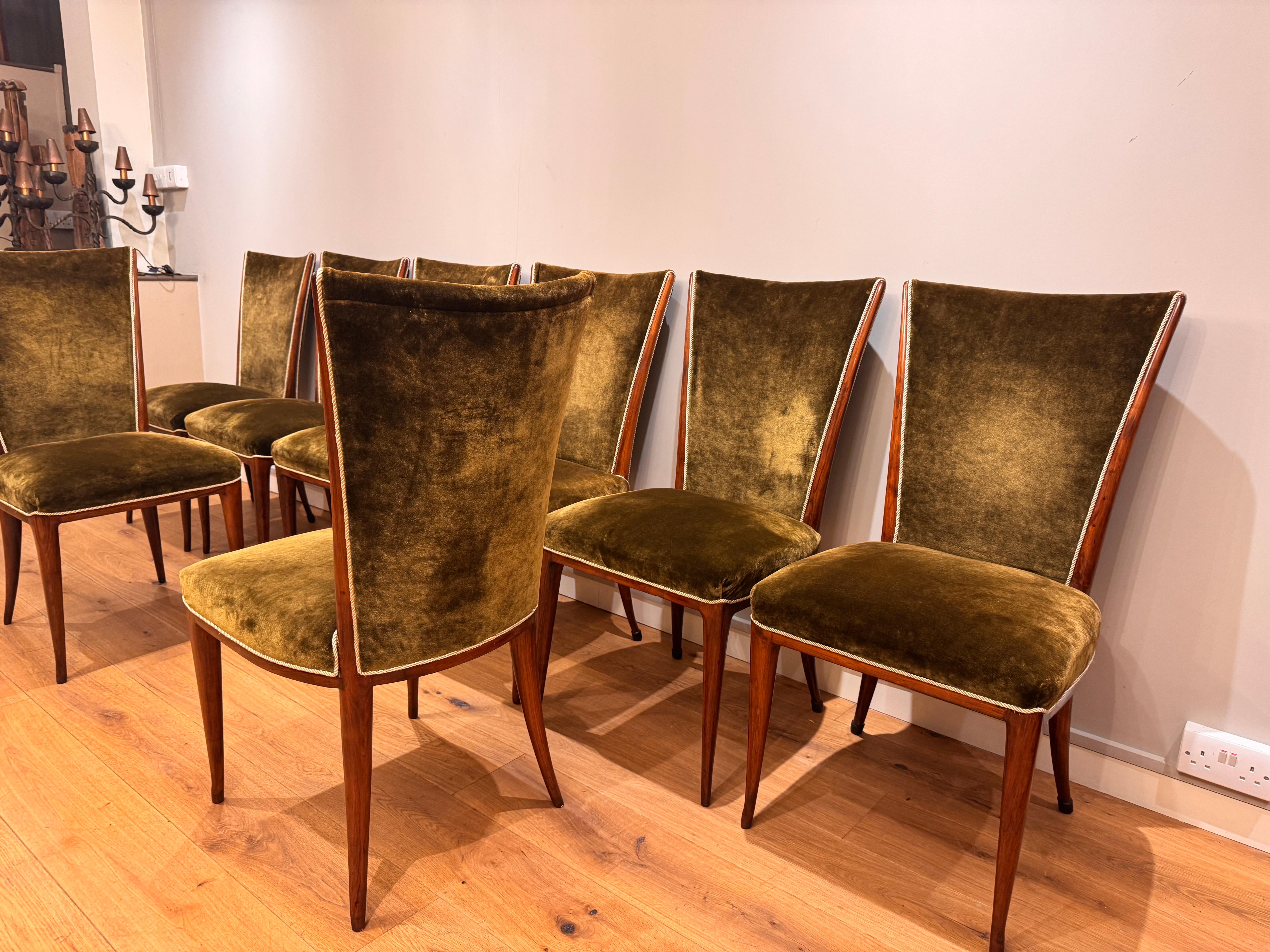 Hand-Crafted Rare set of eight dining room chairs by Osvaldo Borsani For Sale