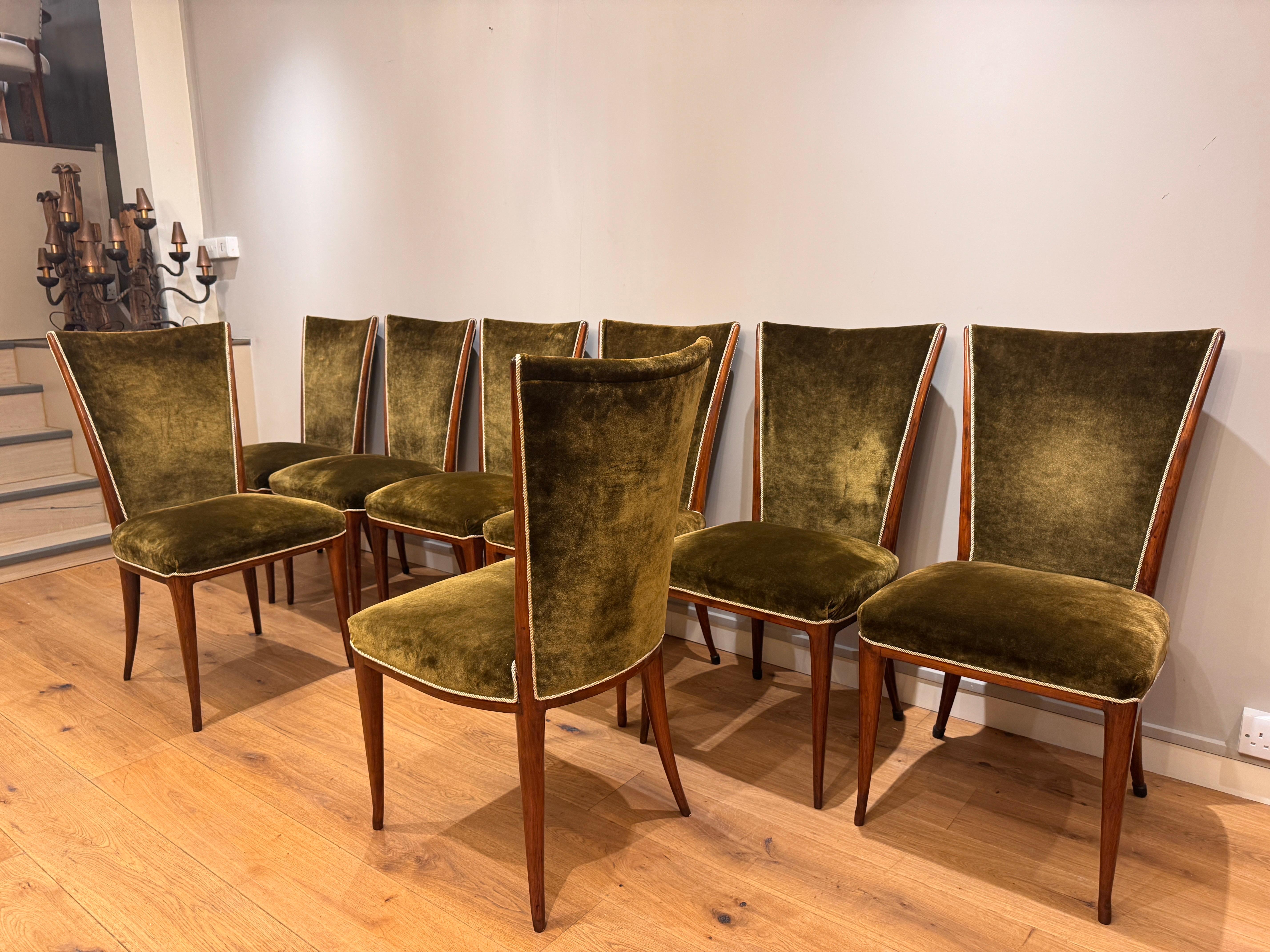 20th Century Rare set of eight dining room chairs by Osvaldo Borsani For Sale