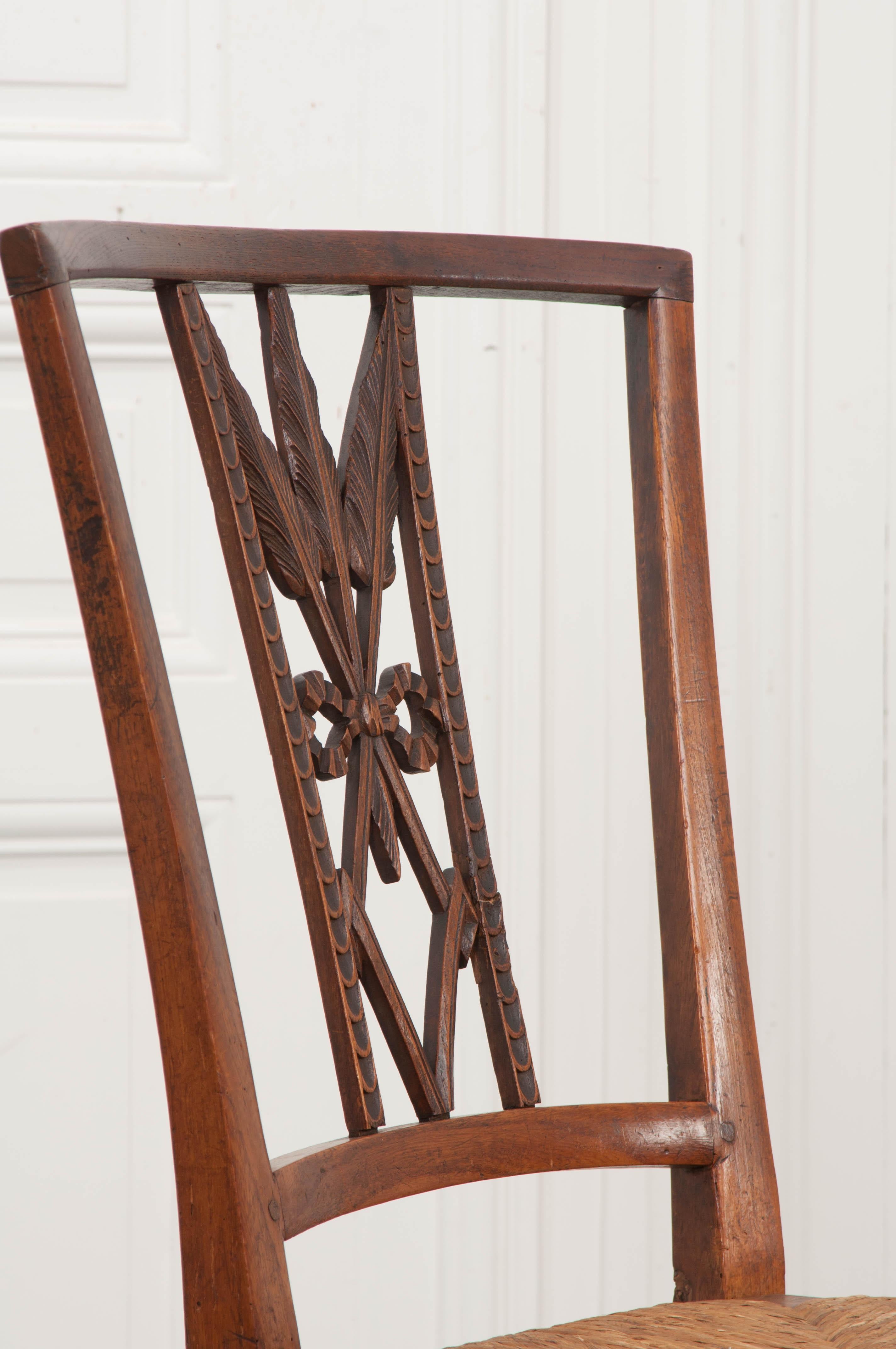 Rare Set of Eight French 19th Century Louis XVI-Style Rush-Seat Dining Chairs 3