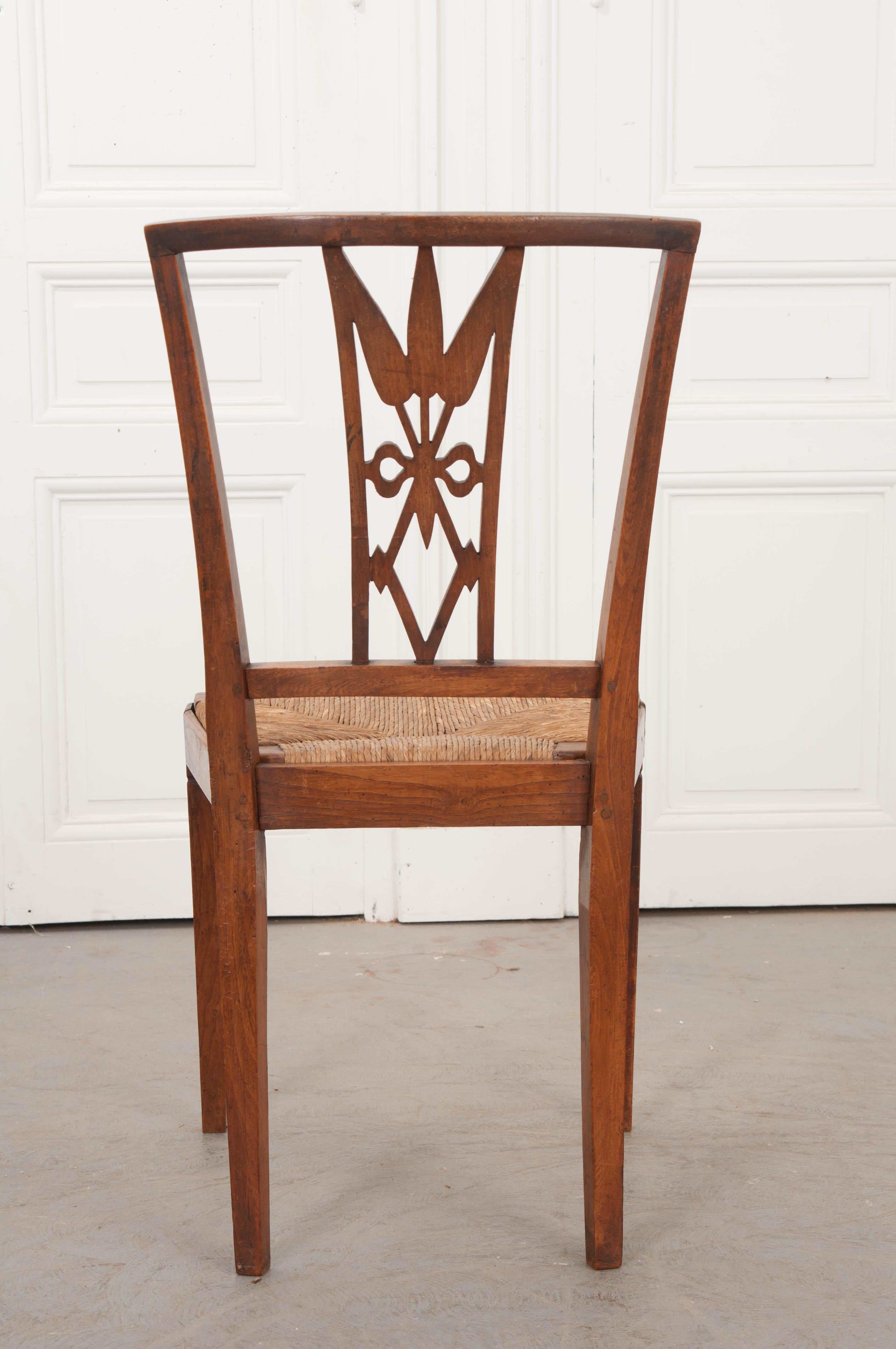 Rare Set of Eight French 19th Century Louis XVI-Style Rush-Seat Dining Chairs 5