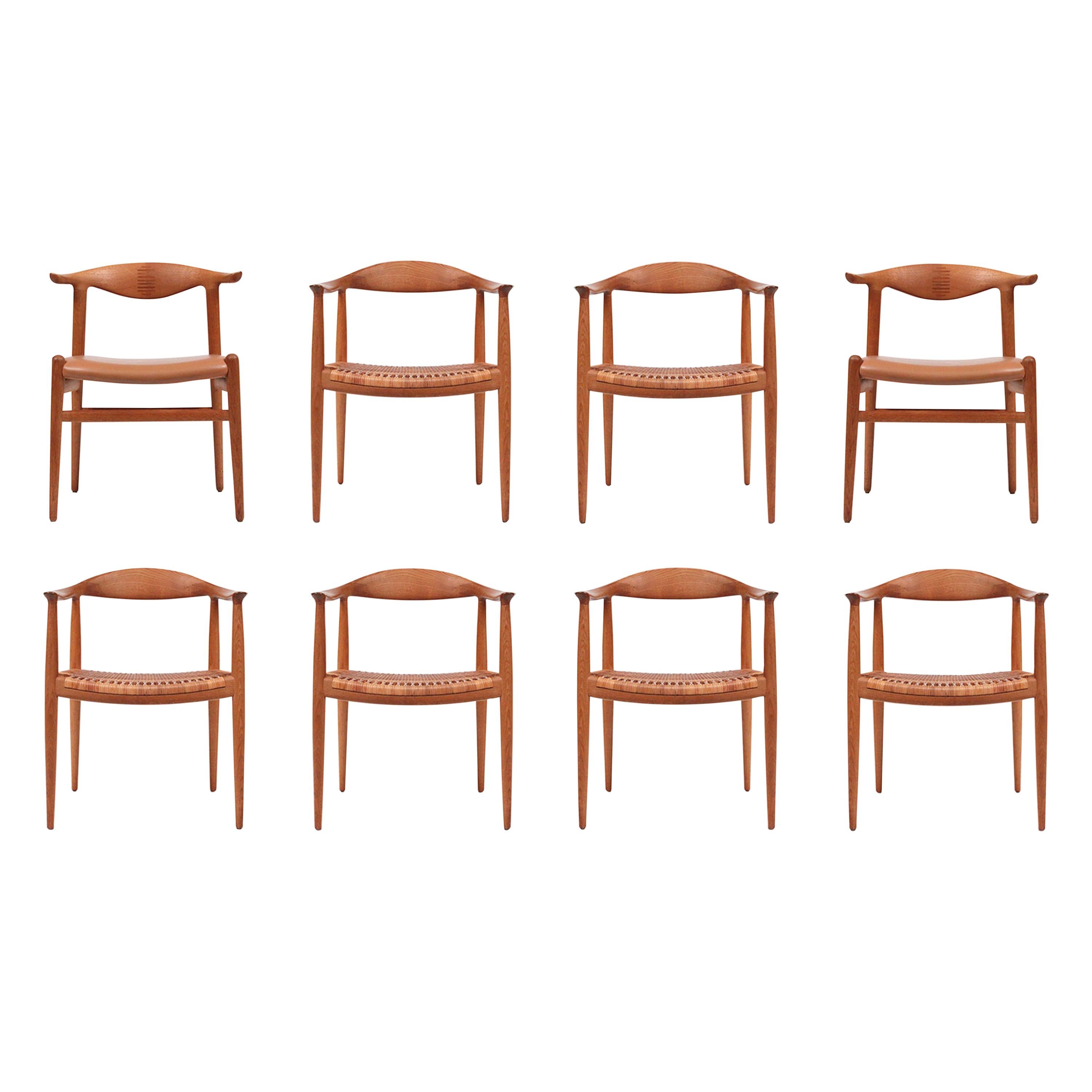 Rare Set of Eight Hans Wegner Chairs for Johannes Hansen