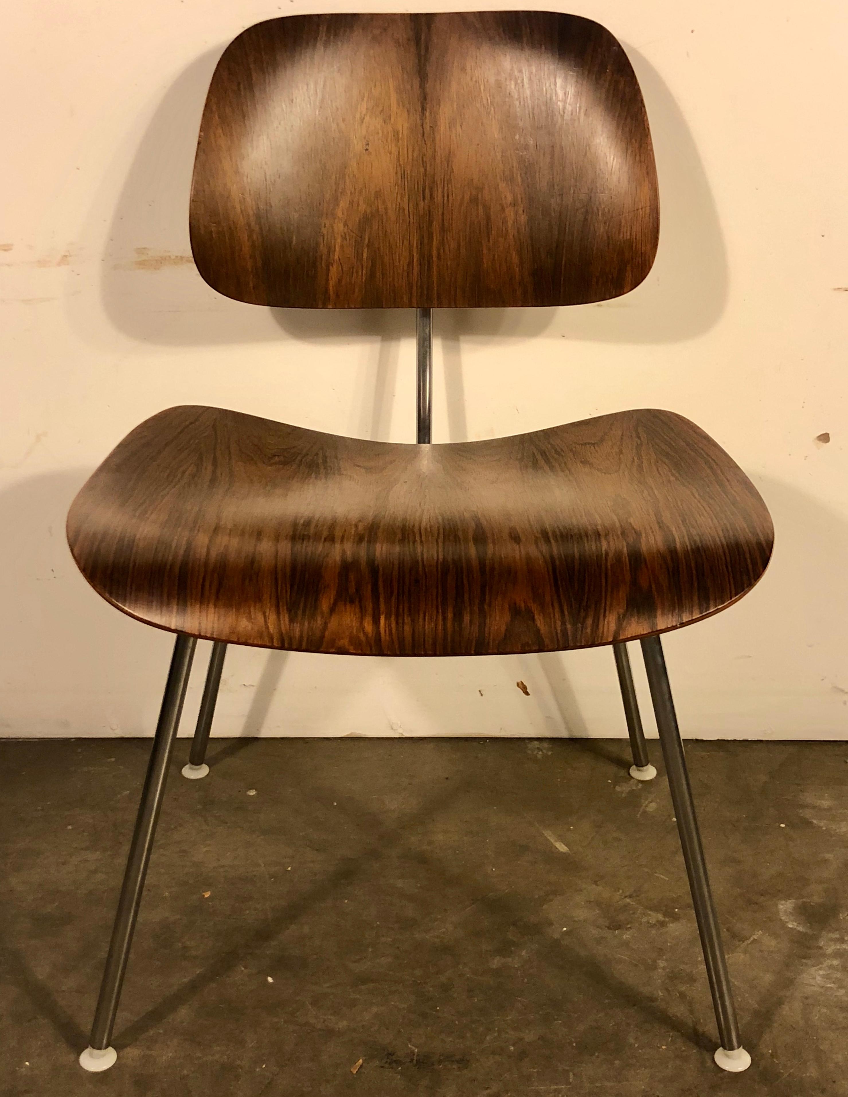 Wood Rare Set of Eight Herman Miller Eames DCM Dining Chairs in Rosewood