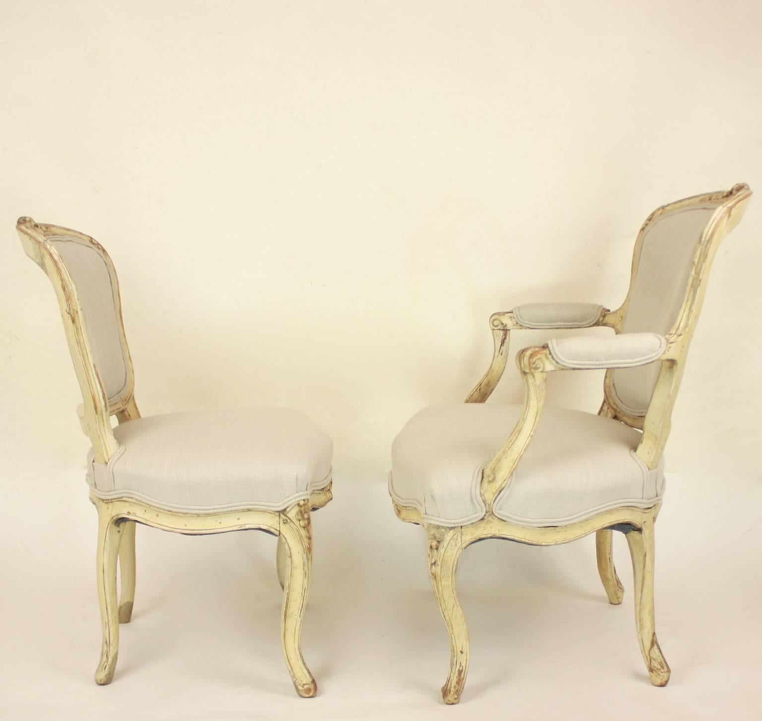 French Rare Set of Eight  Louis XV Chairs Stamped J.B. Mouette, circa 1750