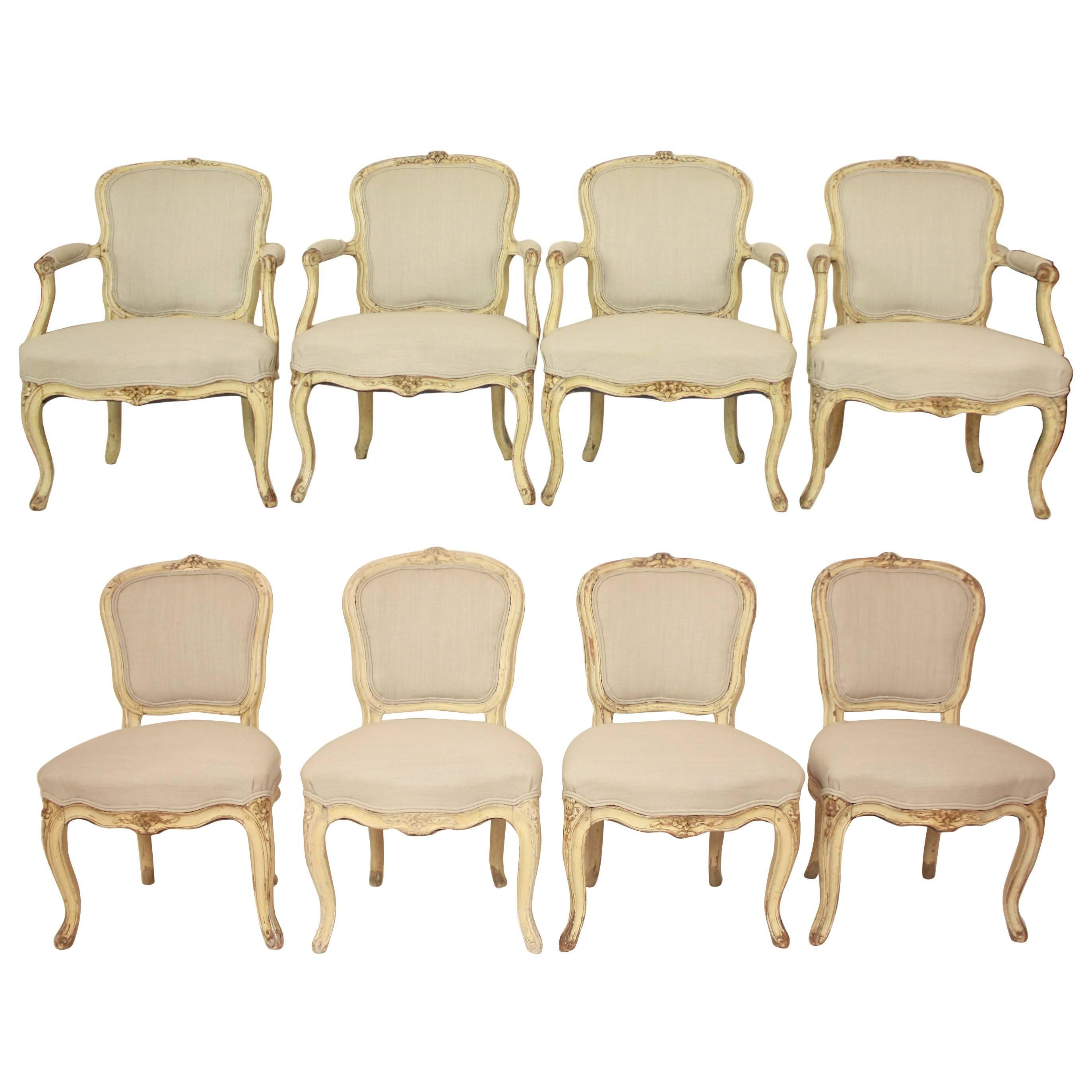 Rare Set of Eight  Louis XV Chairs Stamped J.B. Mouette, circa 1750