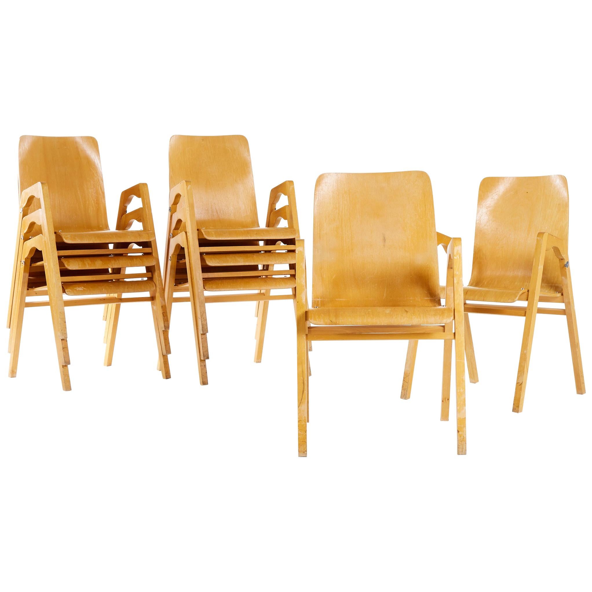 Rare Set of Eight Stockable Armchairs by Axel Larsson