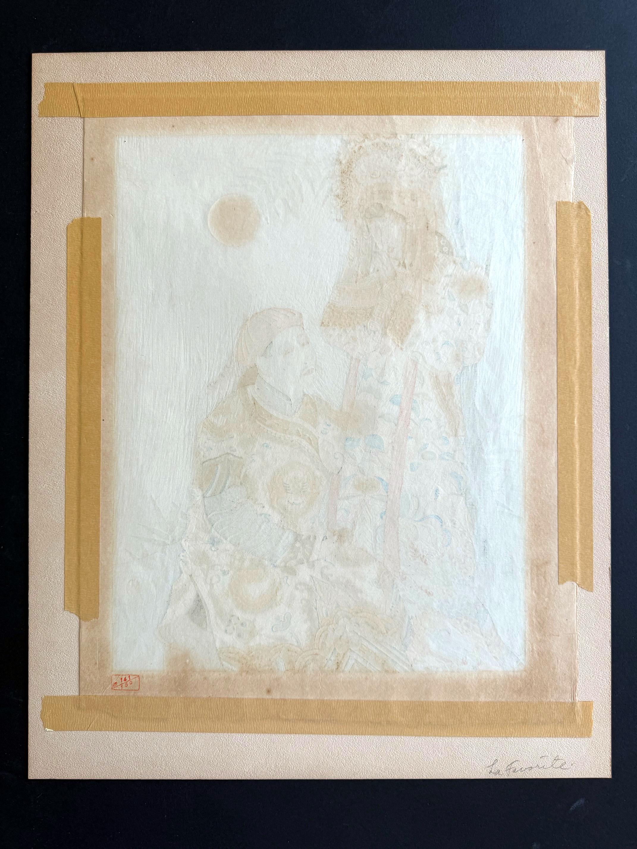 Rare Set of Five Dames Chinoises et Madchoues Woodblock Prints Paul Jacoulet For Sale 3