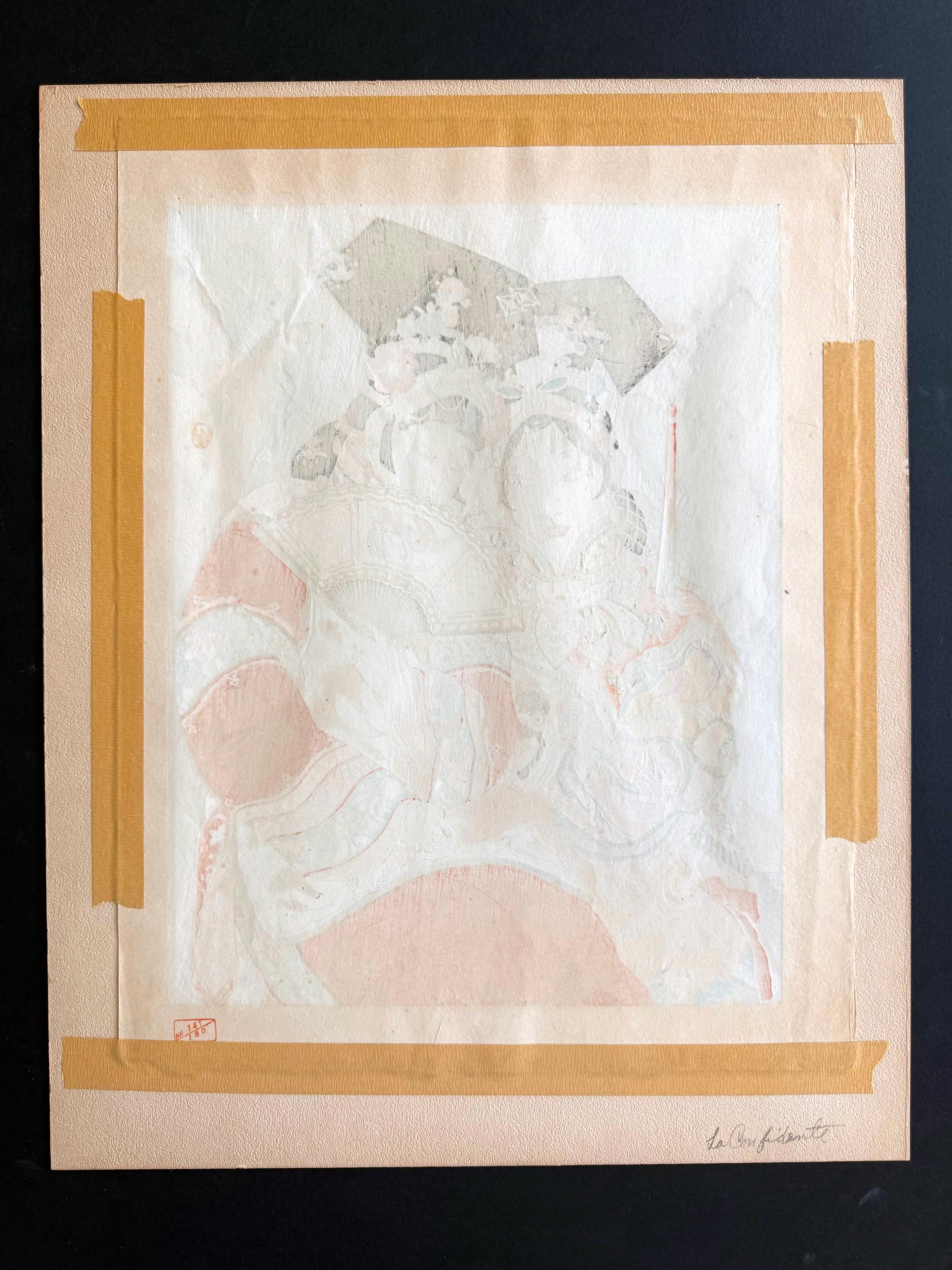 Paper Rare Set of Five Dames Chinoises et Madchoues Woodblock Prints Paul Jacoulet For Sale