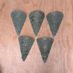 Rare Set of Five French Brutalist Fragmented Glass Wall Sconces, 1970s