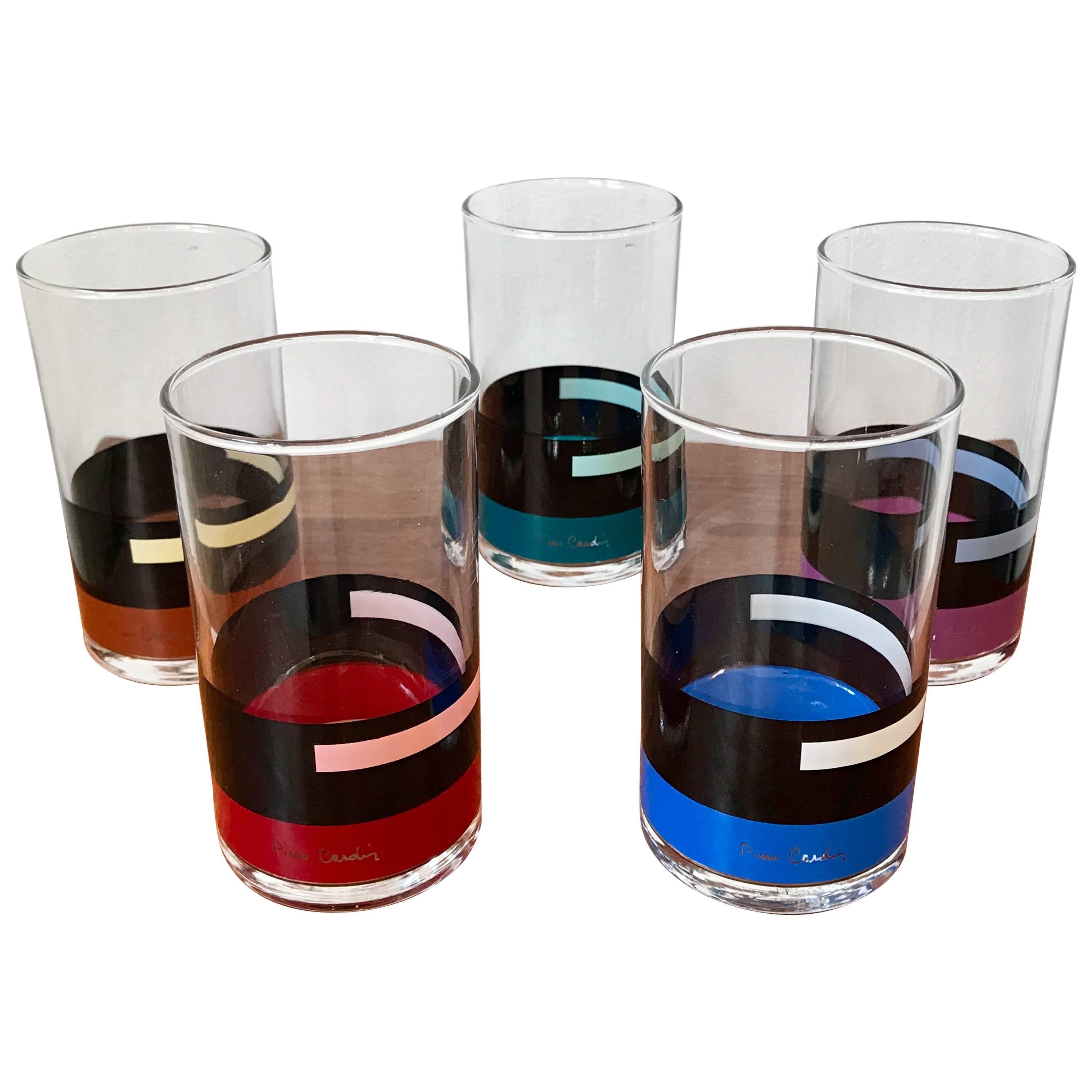 Rare ensemble de cinq verres à cocktail modernes Pierre Cardin:: années 1980:: Japon