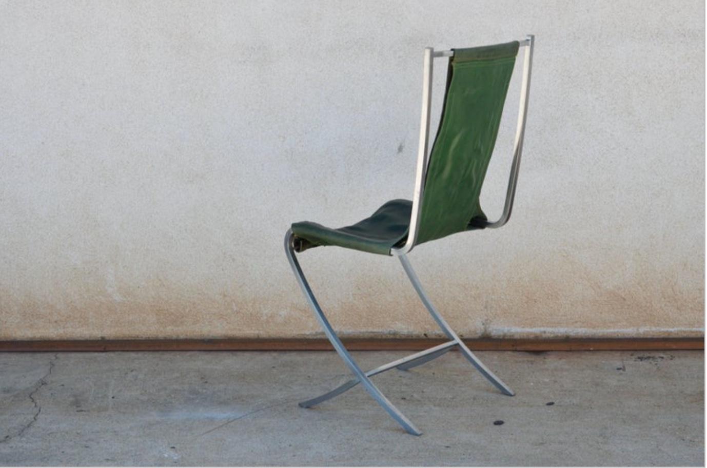 Rare Set of Five Stainless Steel Chairs by Maison Jansen In Good Condition For Sale In Los Angeles, CA