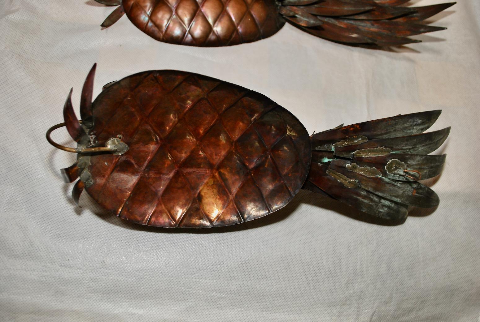 Rare Set of Four 1960s Copper Pineapples Sconces For Sale 1