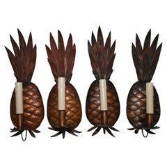Rare Set of Four 1960s Copper Pineapples Sconces