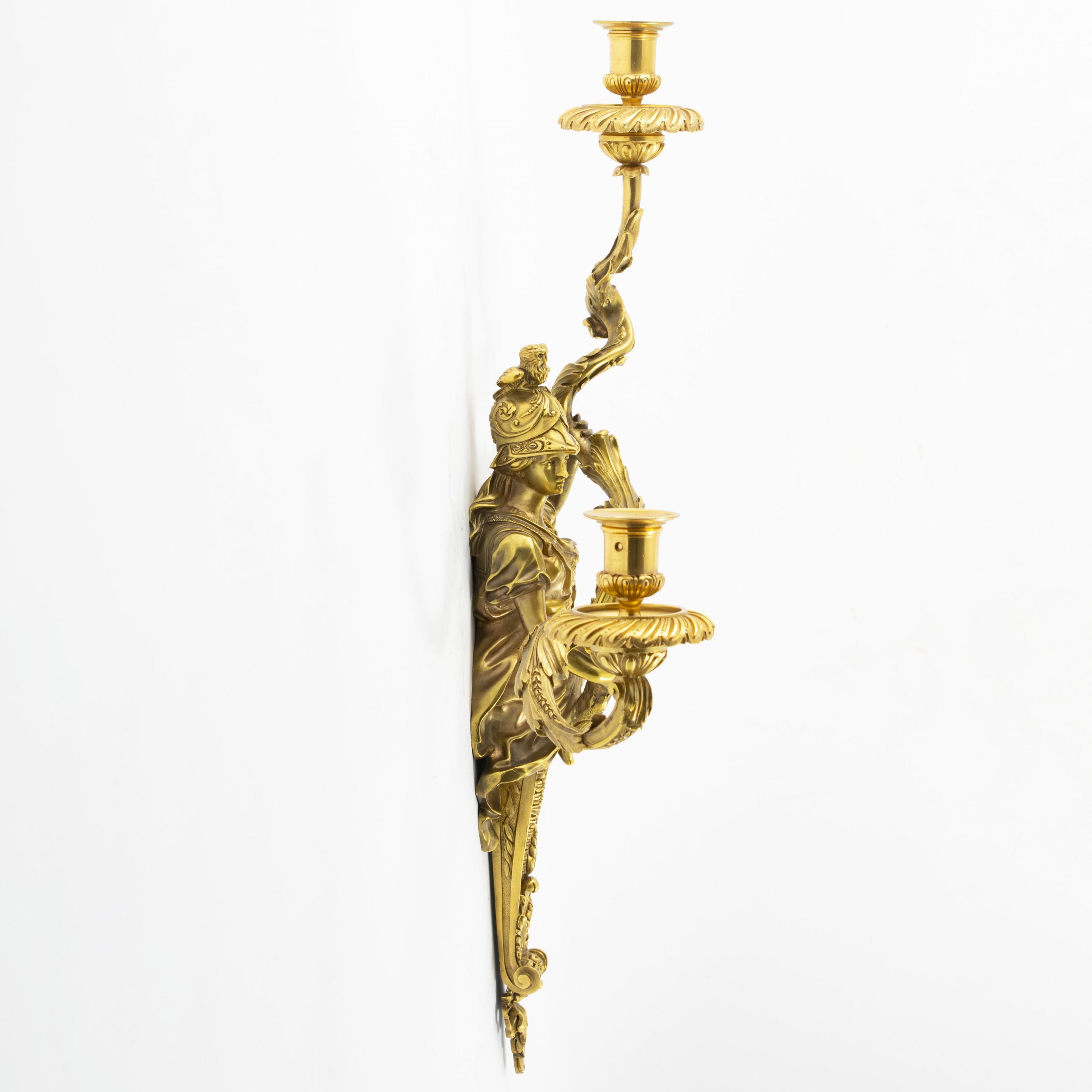 Seltener Satz von vier französischen Wandleuchtern aus vergoldeter Bronze im Louis-XVI.-Stil, Henri Vian im Angebot 8