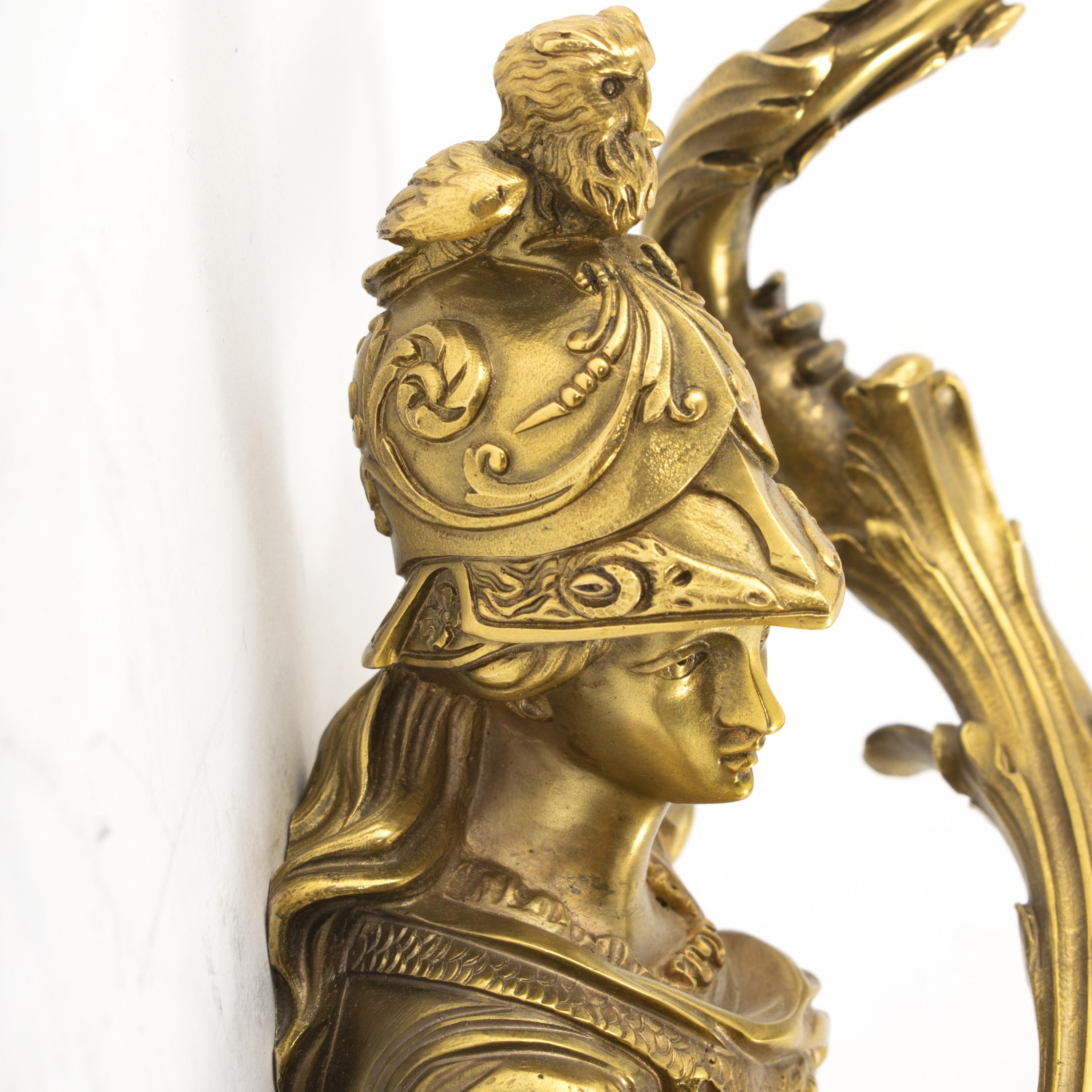 Seltener Satz von vier französischen Wandleuchtern aus vergoldeter Bronze im Louis-XVI.-Stil, Henri Vian im Angebot 11