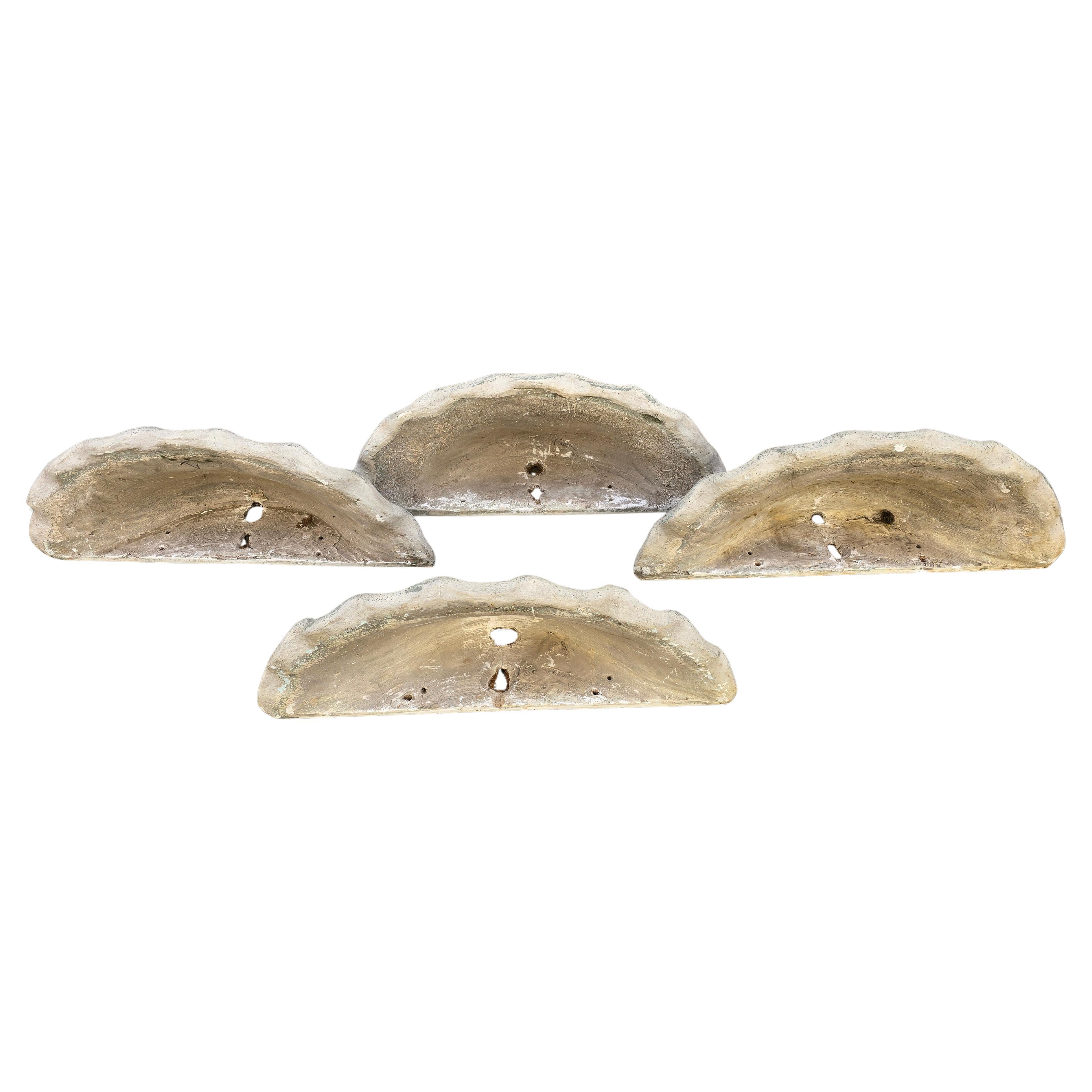 Rare Set of Four Art Deco Shell Wall Ornaments Wall Sconces For Sale 9
